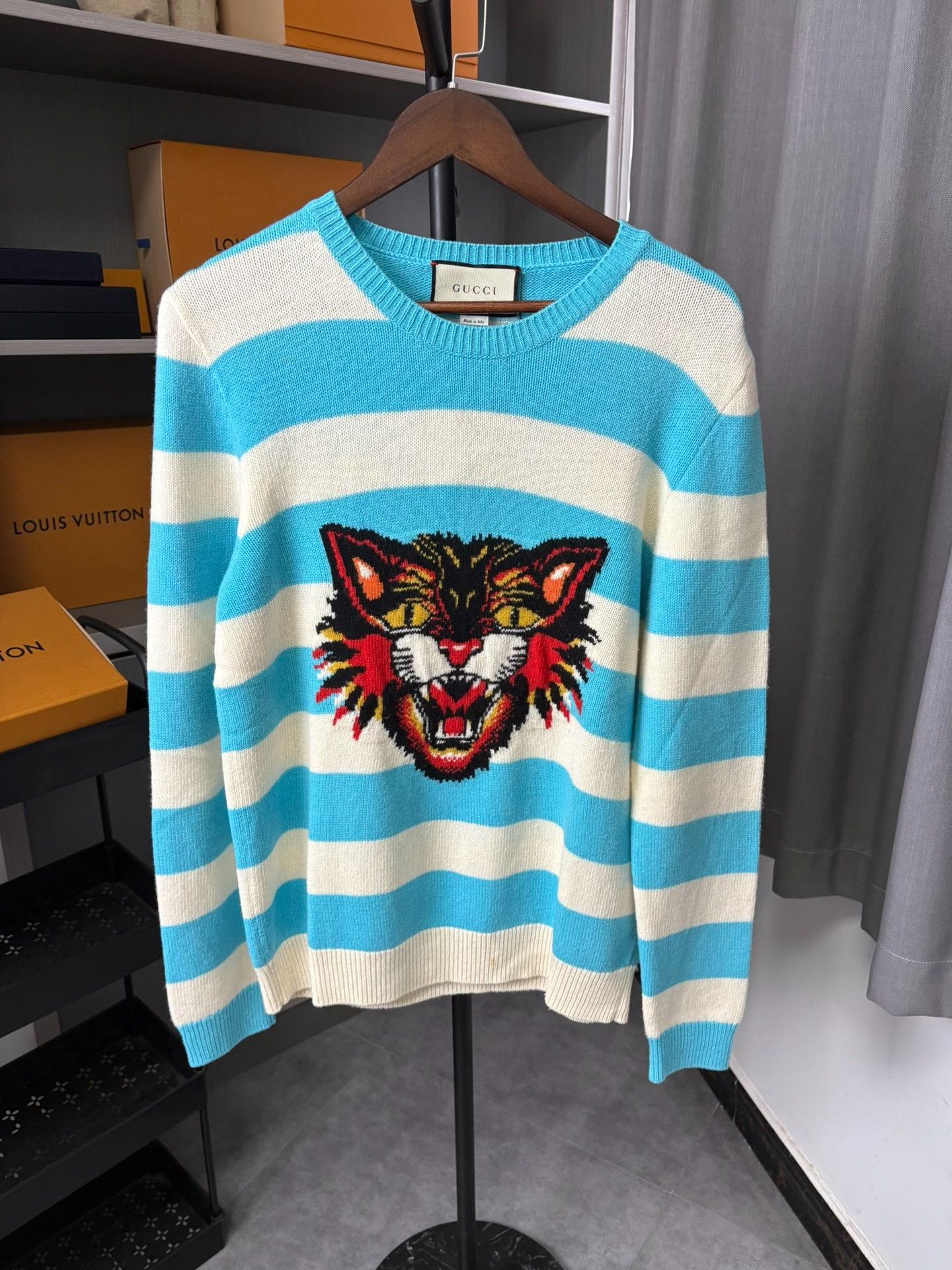 Gucci Gucci Tiger Striped Blue Sweater XL Men Size US XL / EU 56 / 4 - 1 Thumbnail