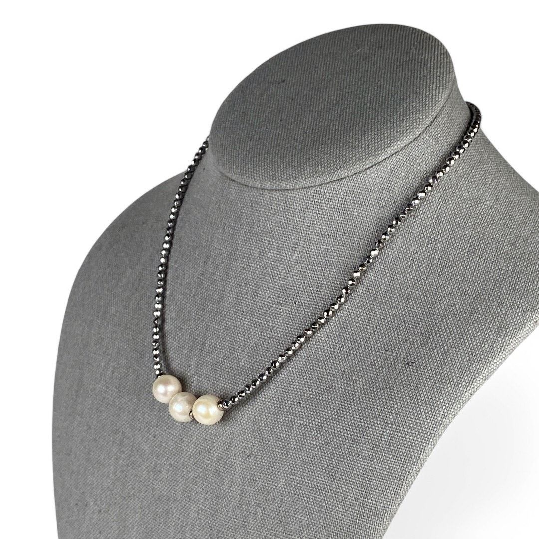 Other Lucas Lameth Choker Necklace Pearl Sparkly Silver Beads Size ONE SIZE - 5 Thumbnail