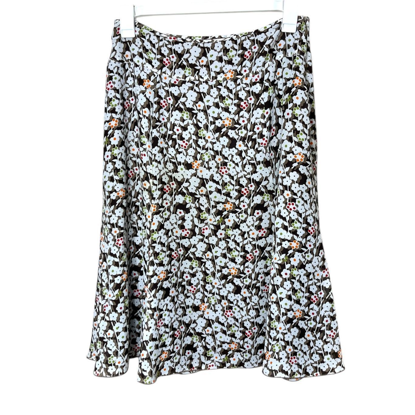 Other Christopher & Banks Y2K Brown Floral Print Midi Skirt Size 10 Size 32" / US 10 / IT 46 - 1 Thumbnail