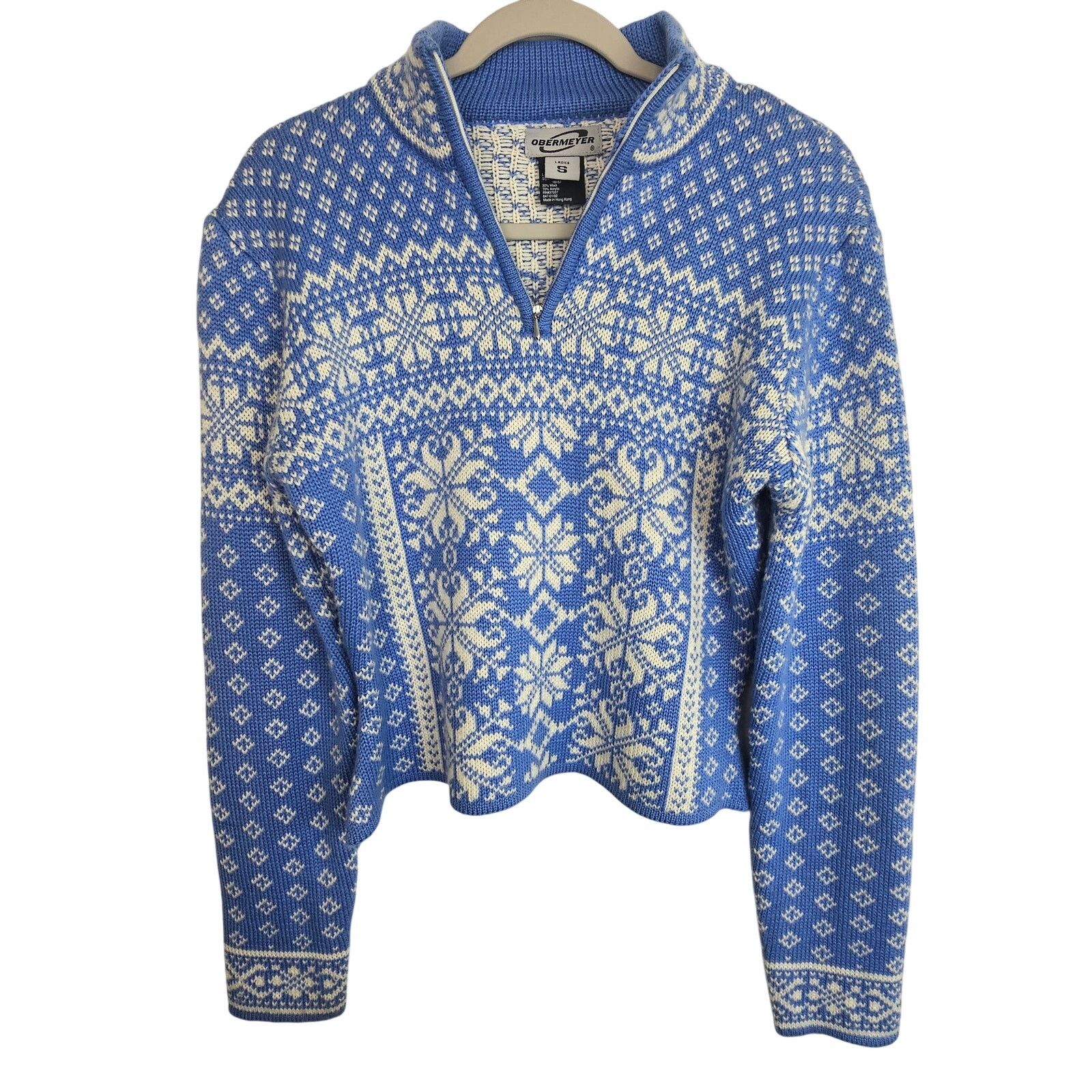 Obermeyer Obermeyer Womens Fair Isle Nordic Cropped Wool Sweater Sz S Size S / US 4 / IT 40 - 1 Thumbnail