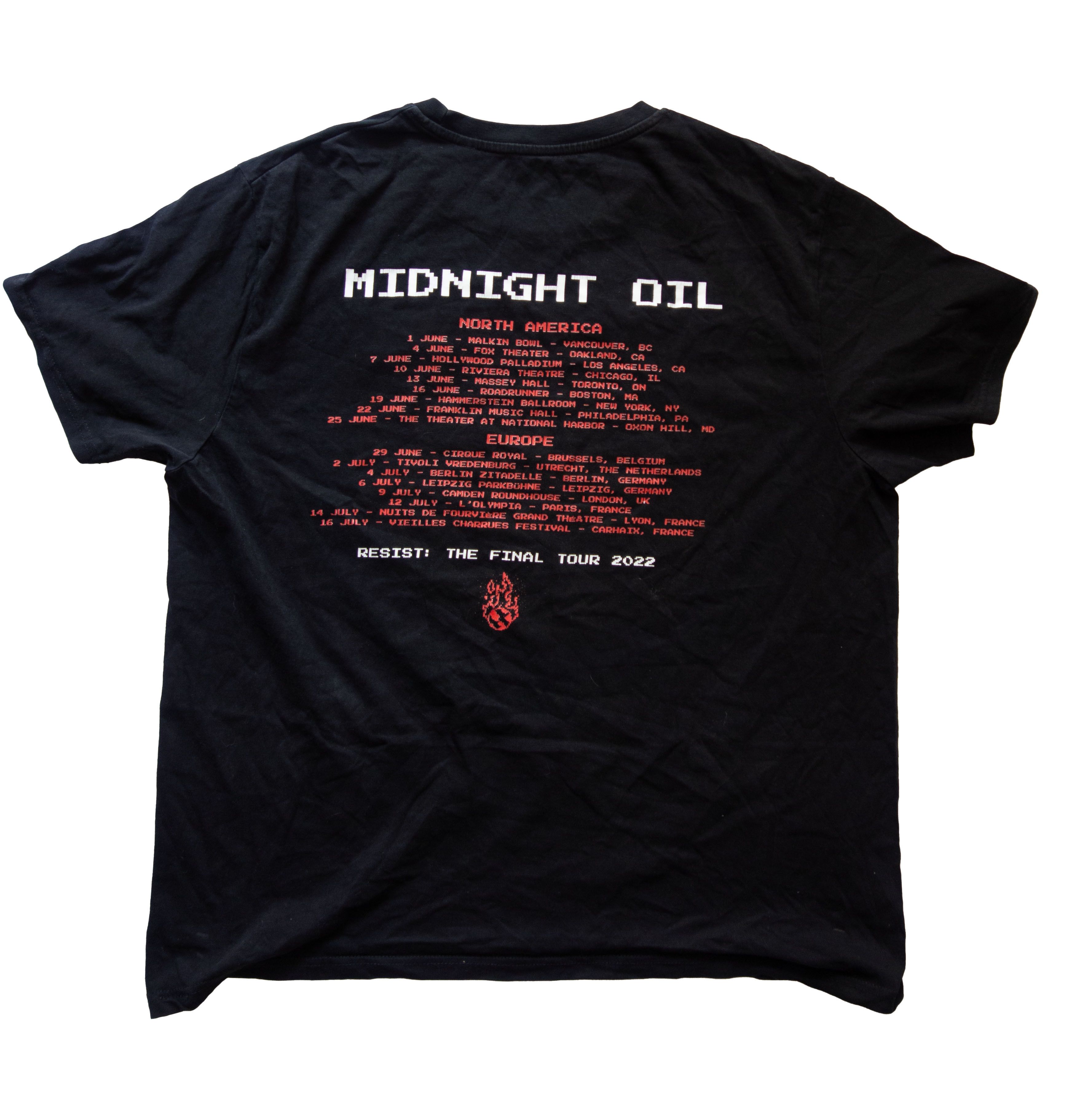Band Tees Midnight Oil RISING SEAS TOUR BLACK TSHIRT 2022 Size US M / EU 48-50 / 2 - 3 Thumbnail
