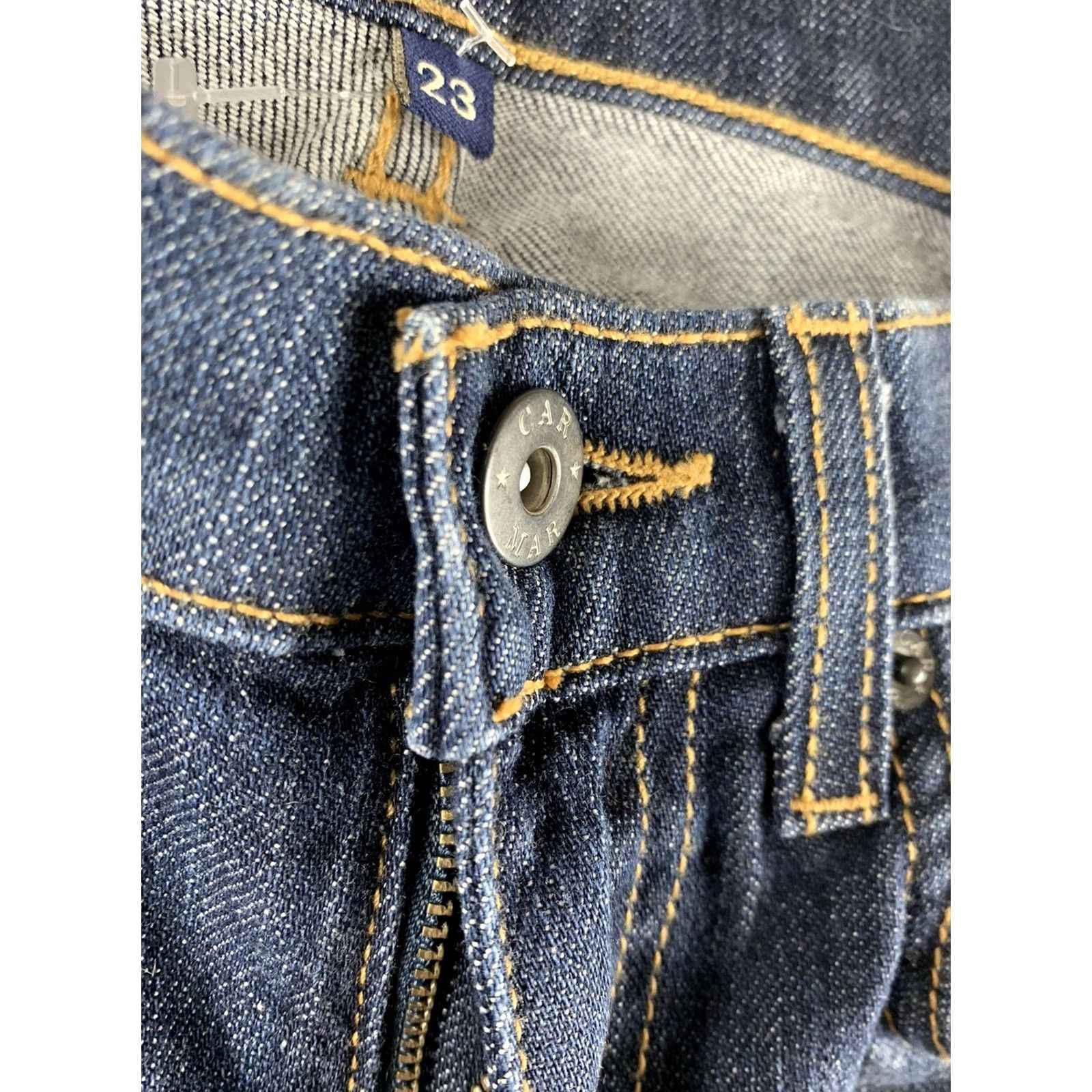 Vintage CARMAR BLUE Skinny Jeans size 23 ANKLE CUT OFF 26X26 Floral Embroidered Size 40" / US 18 - 6 Thumbnail