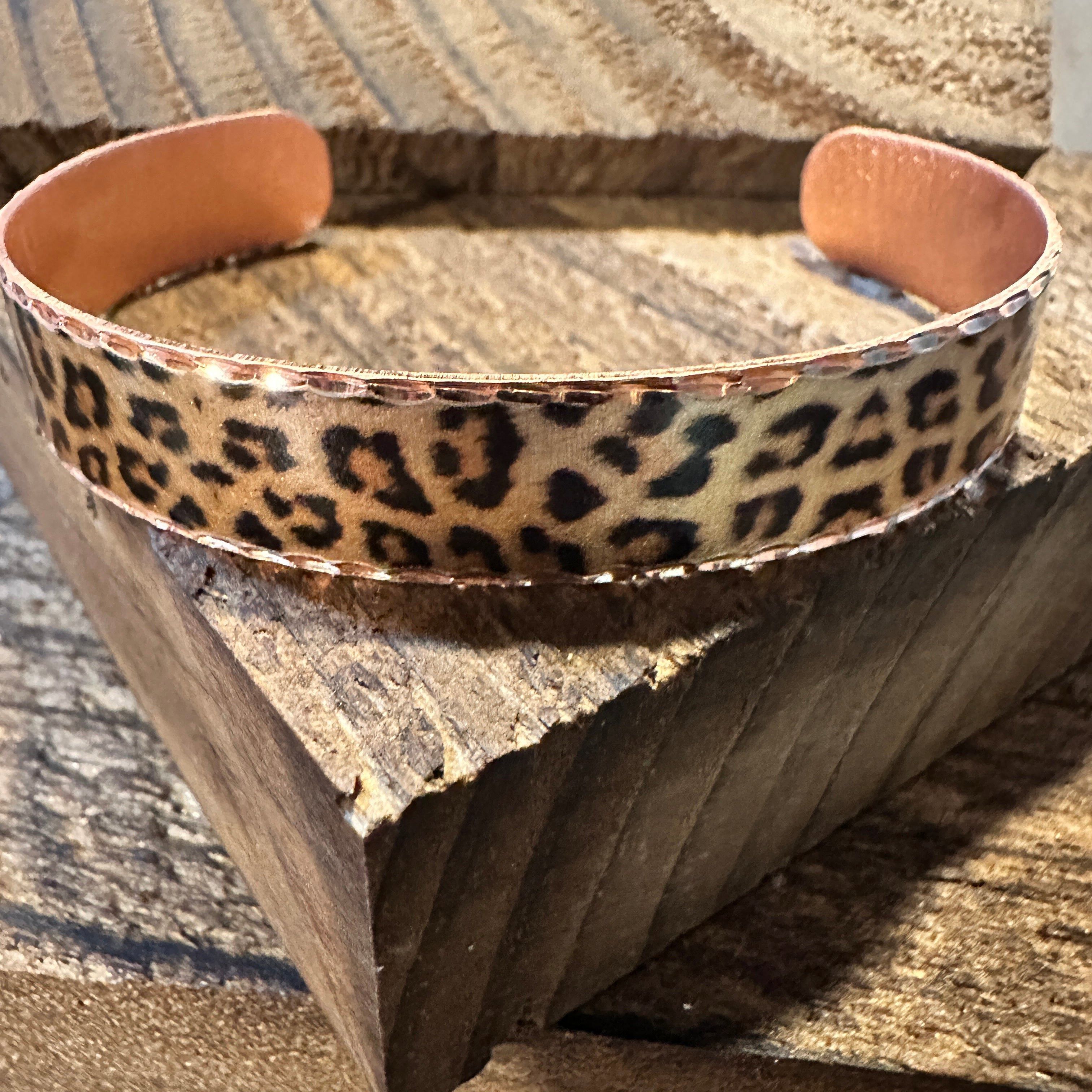 Other Handmade Boho Copper Narrow Cuff Bracelet, Diamond Cut Leopa Size ONE SIZE - 2 Thumbnail