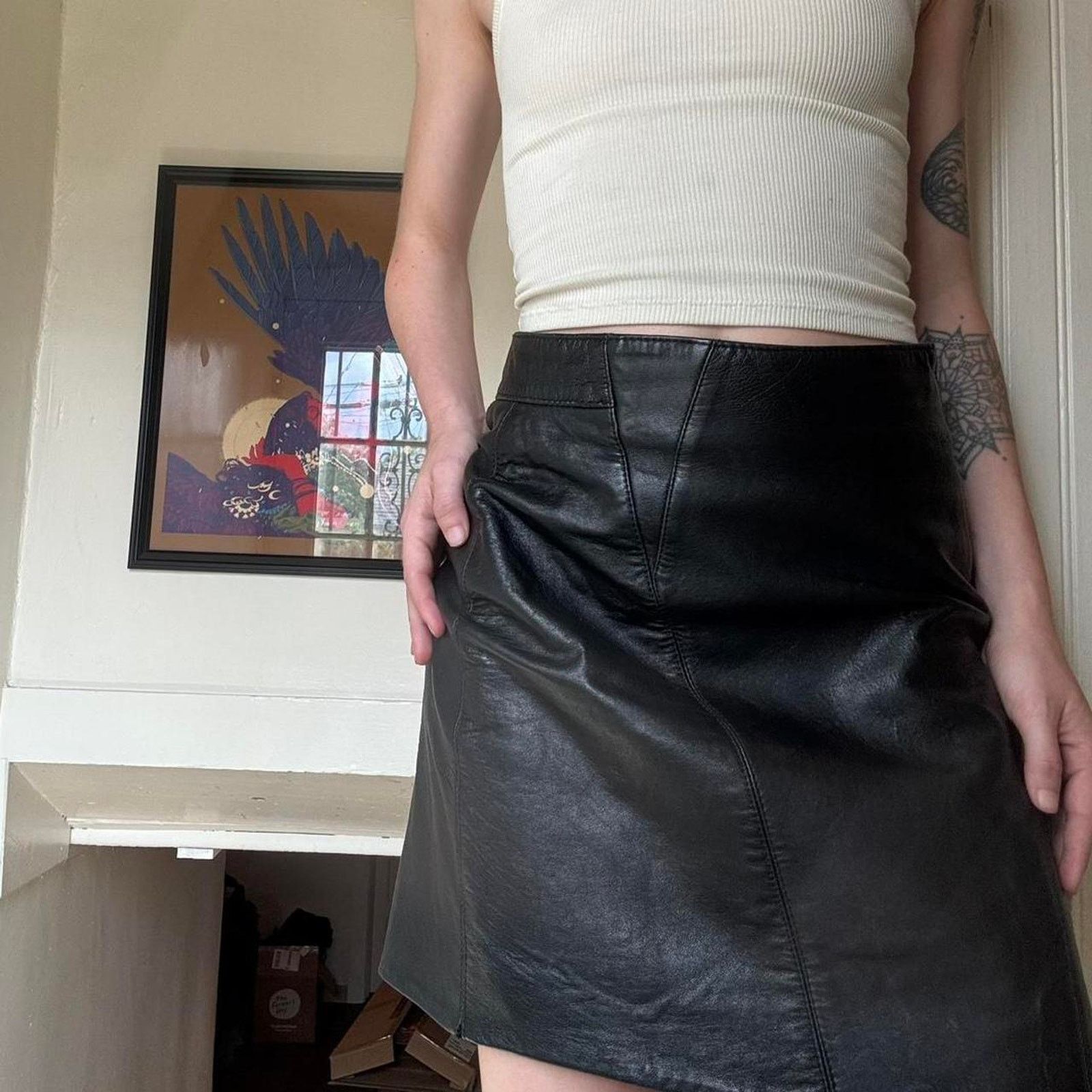 Vintage Vintage Unbranded Black Leather Mini Skirt 26 Y2K Motorcycle Size 26" / US 2 / IT 38 - 1 Thumbnail