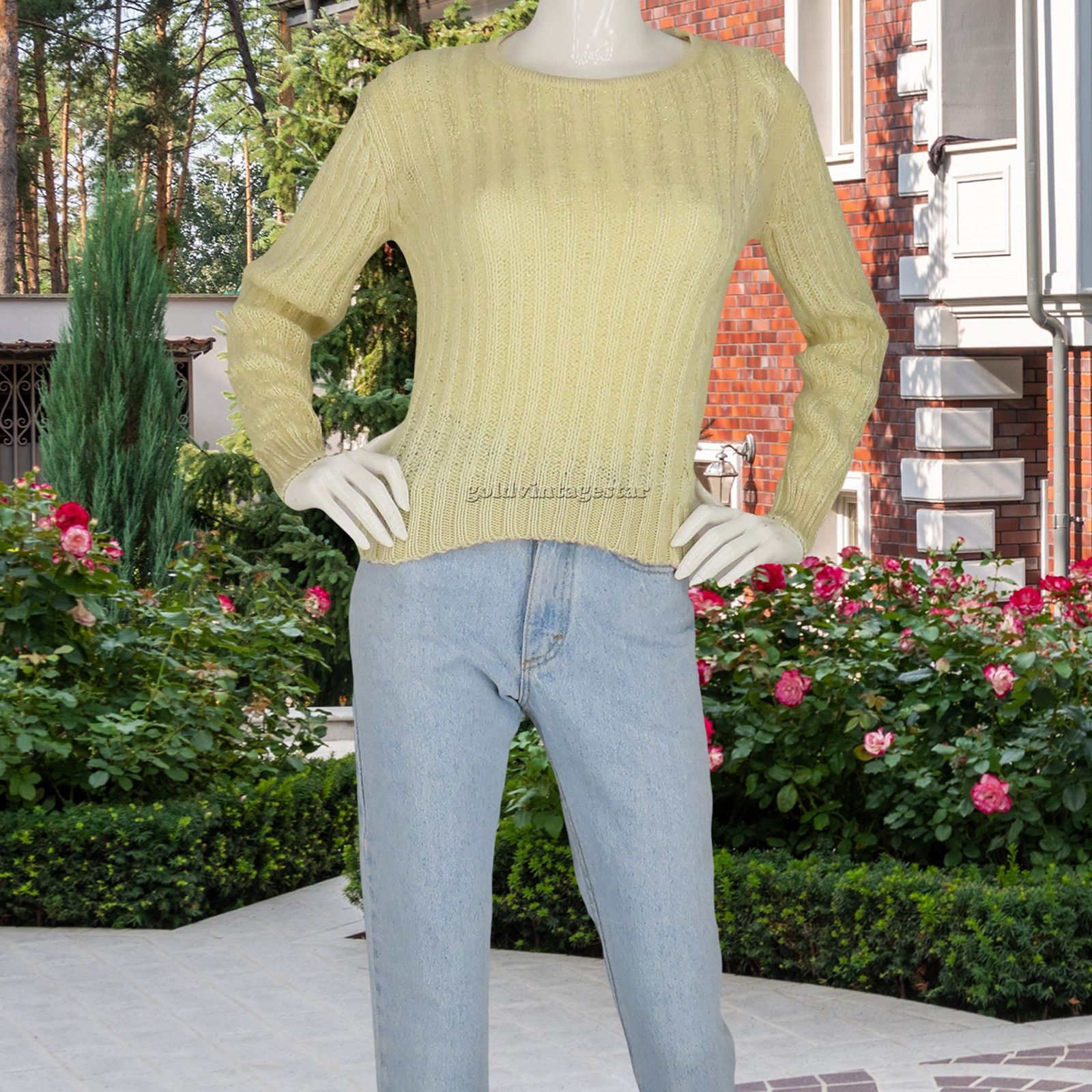 Other 80s Vintage Vertical Cable Knit Pullover Cream Sweater M Size M / US 6-8 / IT 42-44 - 10 Thumbnail