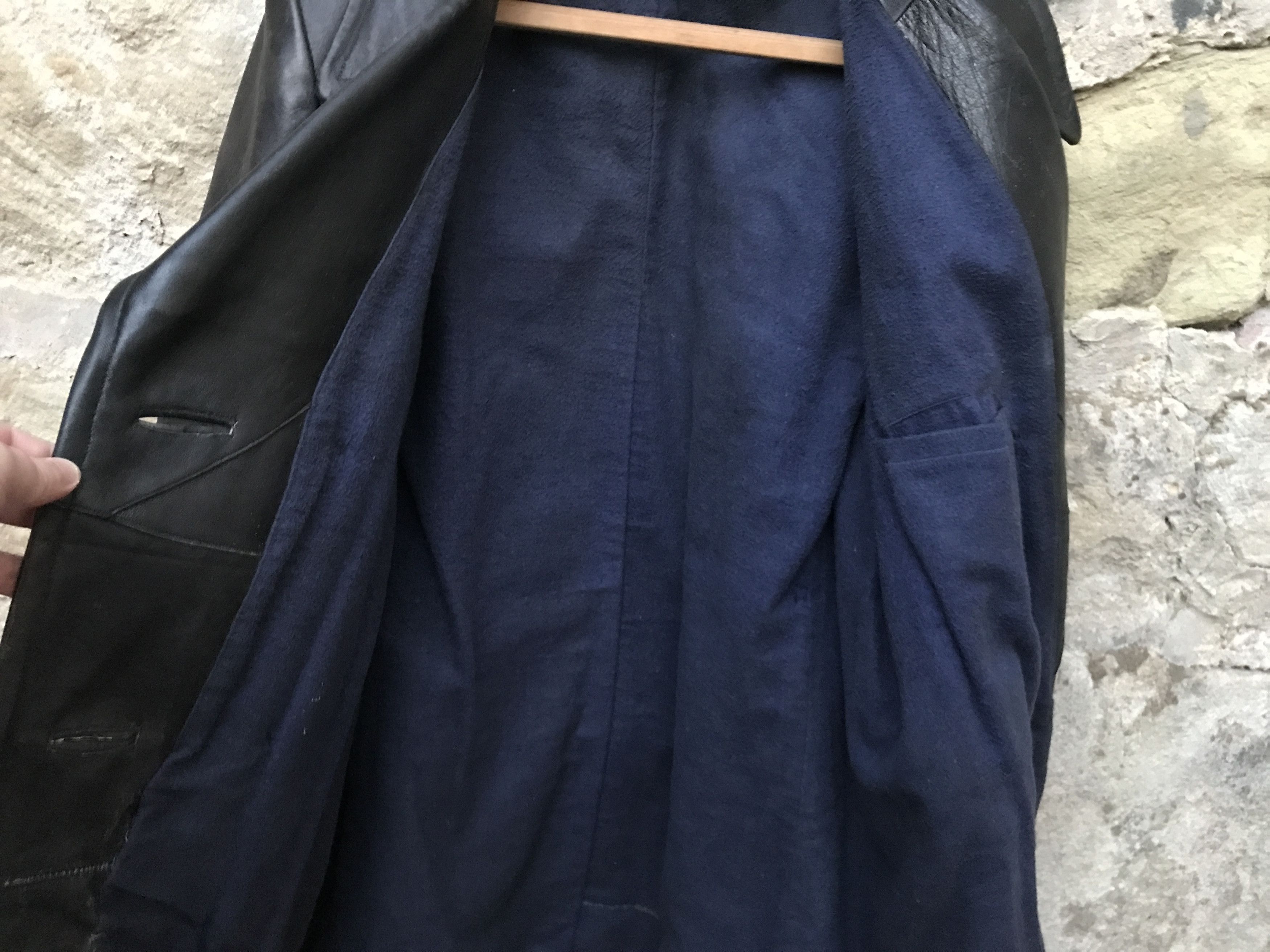 Vintage Retro 40s-50s Military Soviet Motorcycle Leather Peacoat Size US L / EU 52-54 / 3 - 11 Thumbnail
