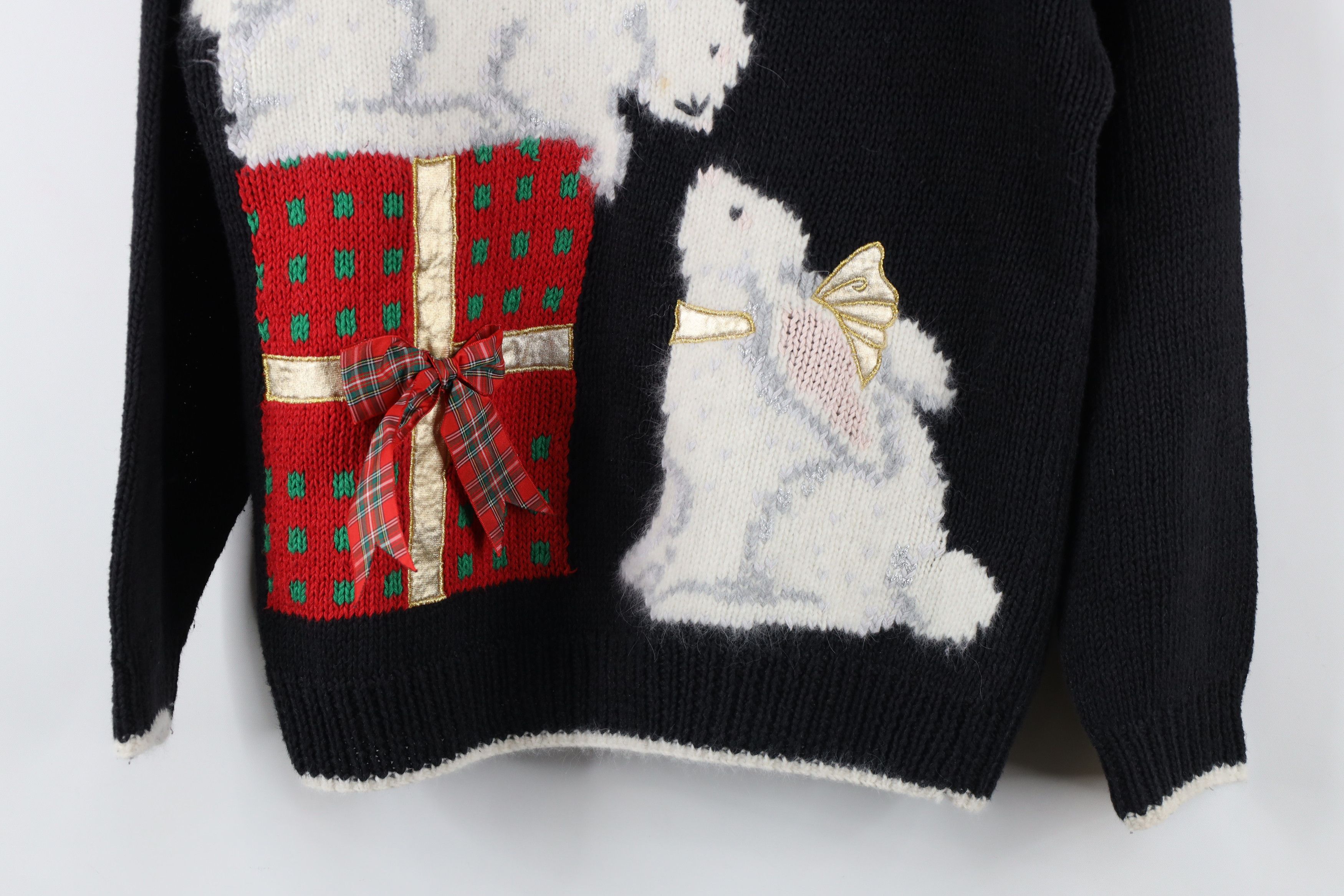 Vintage Vintage 90s Streetwear Hand Knit Christmas Bunny Sweater Size L / US 10 / IT 46 - 3 Thumbnail