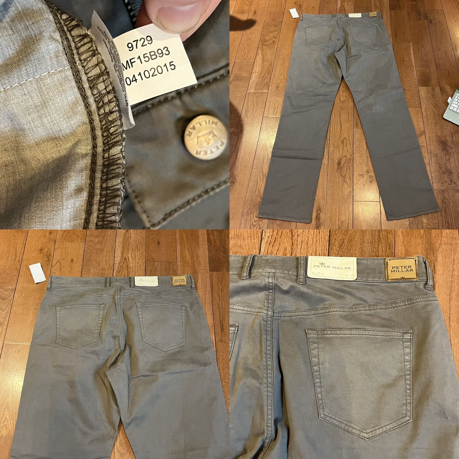 Peter Millar VINTAGE NWT Peter Millar Flat Front Khaki Pants Granite Cotton Stretch MF15B93 38x34 Mens Pants Size US 38 / EU 54 - 8 Thumbnail