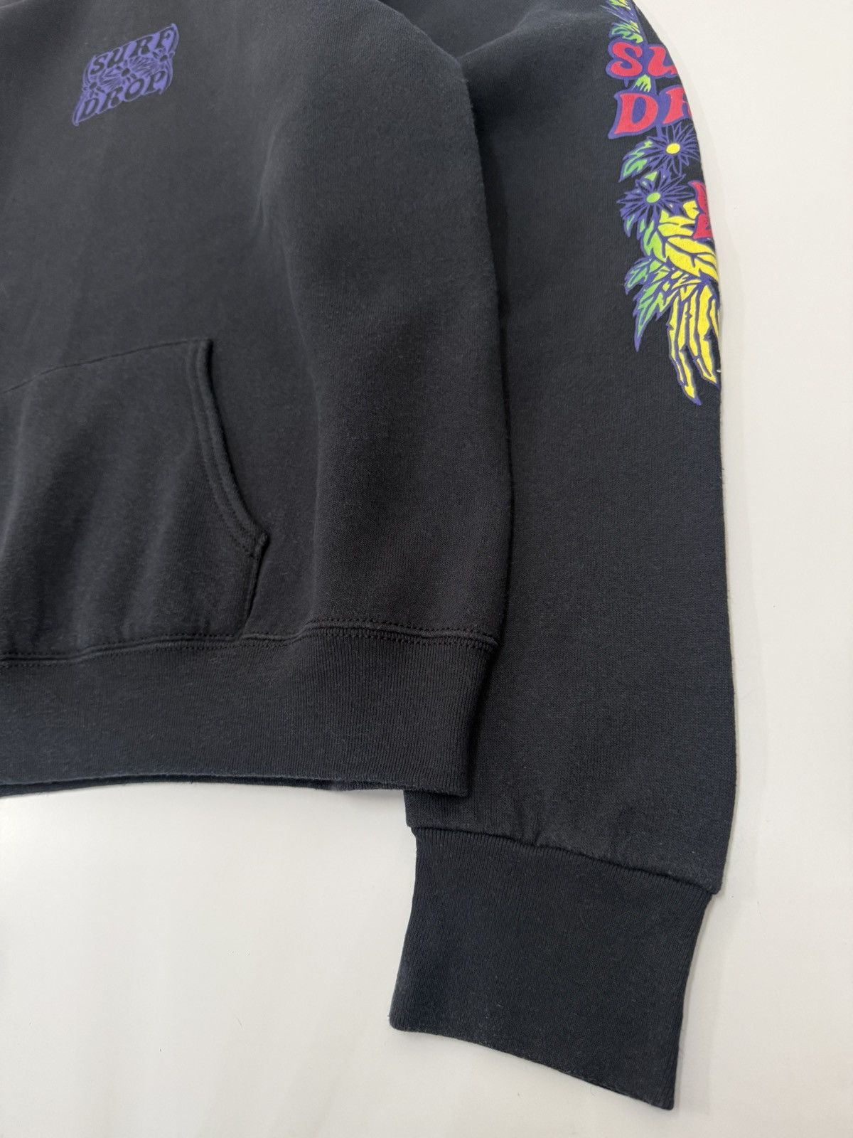 Vintage 🔥 Vtg Surf Drop Hoodie in Black Psychedelic Surf Streetwear Size US L / EU 52-54 / 3 - 2 Thumbnail