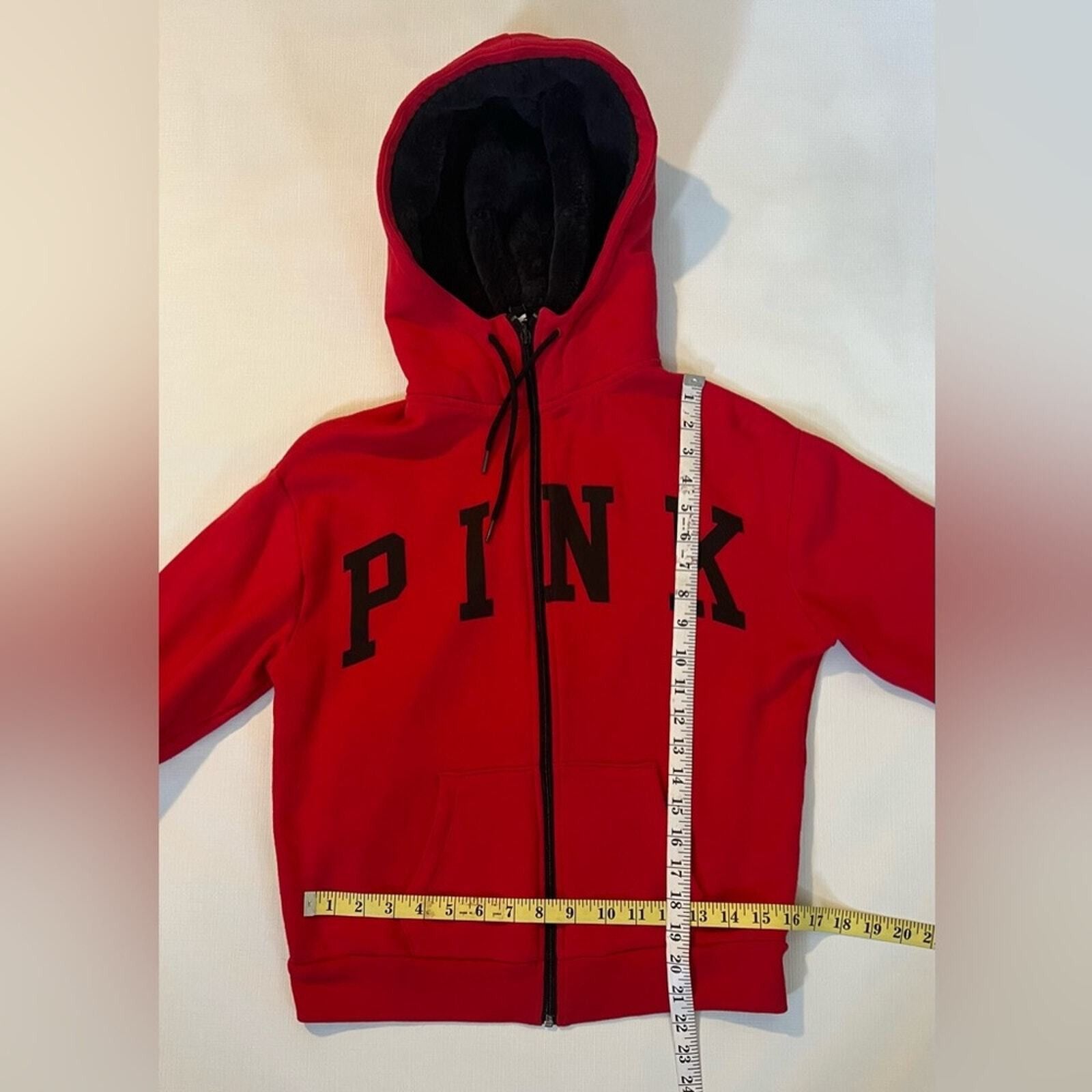 Victoria's Secret PINK- Women’s Victoria Secret Red Fur Hoodie Size XS / US 0-2 / IT 36-38 - 8 Thumbnail