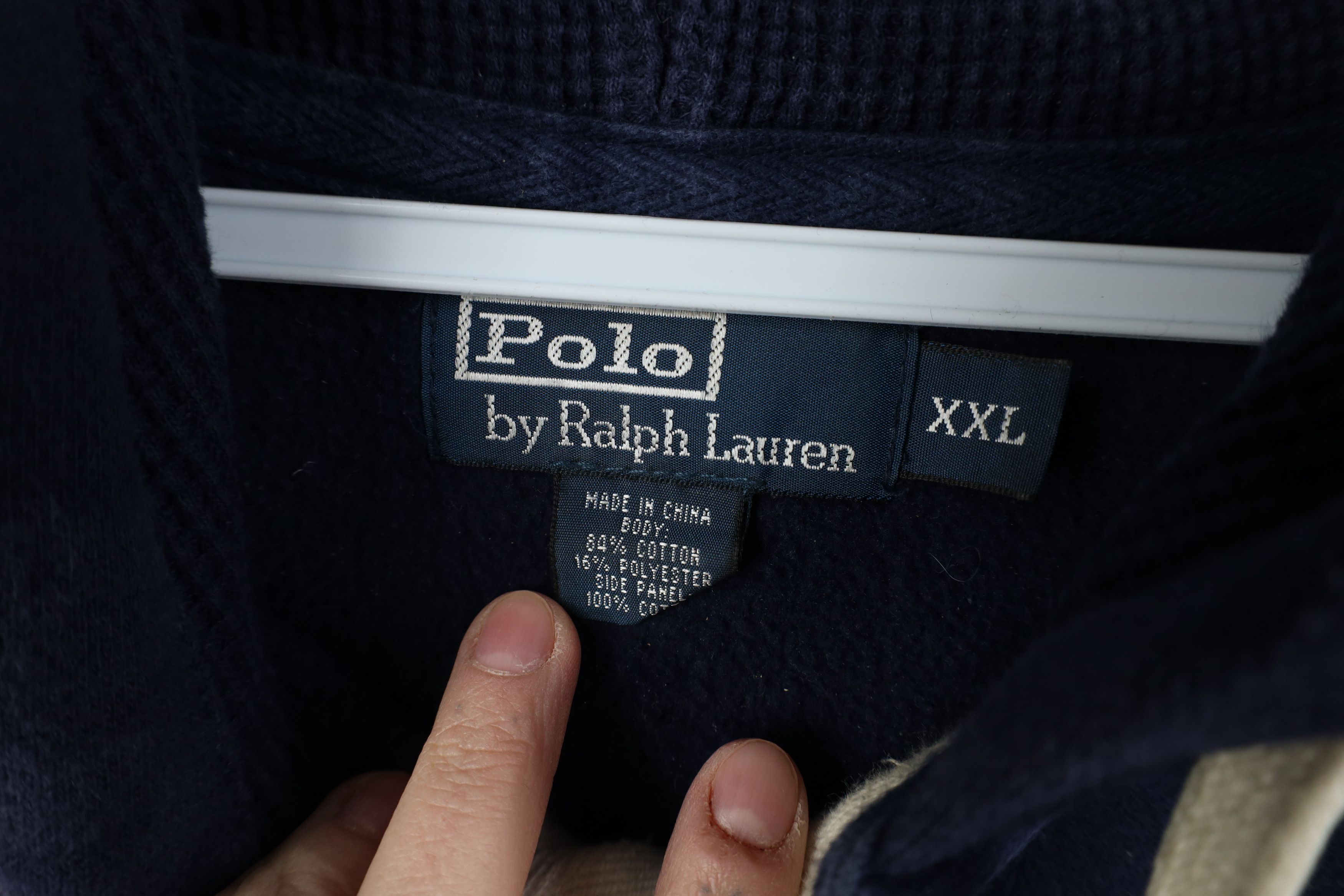 Polo Ralph Lauren Vintage 90s Ralph Lauren Hoodie Sweatshirt Blue Striped Size US XXL / EU 58 / 5 - 11 Thumbnail