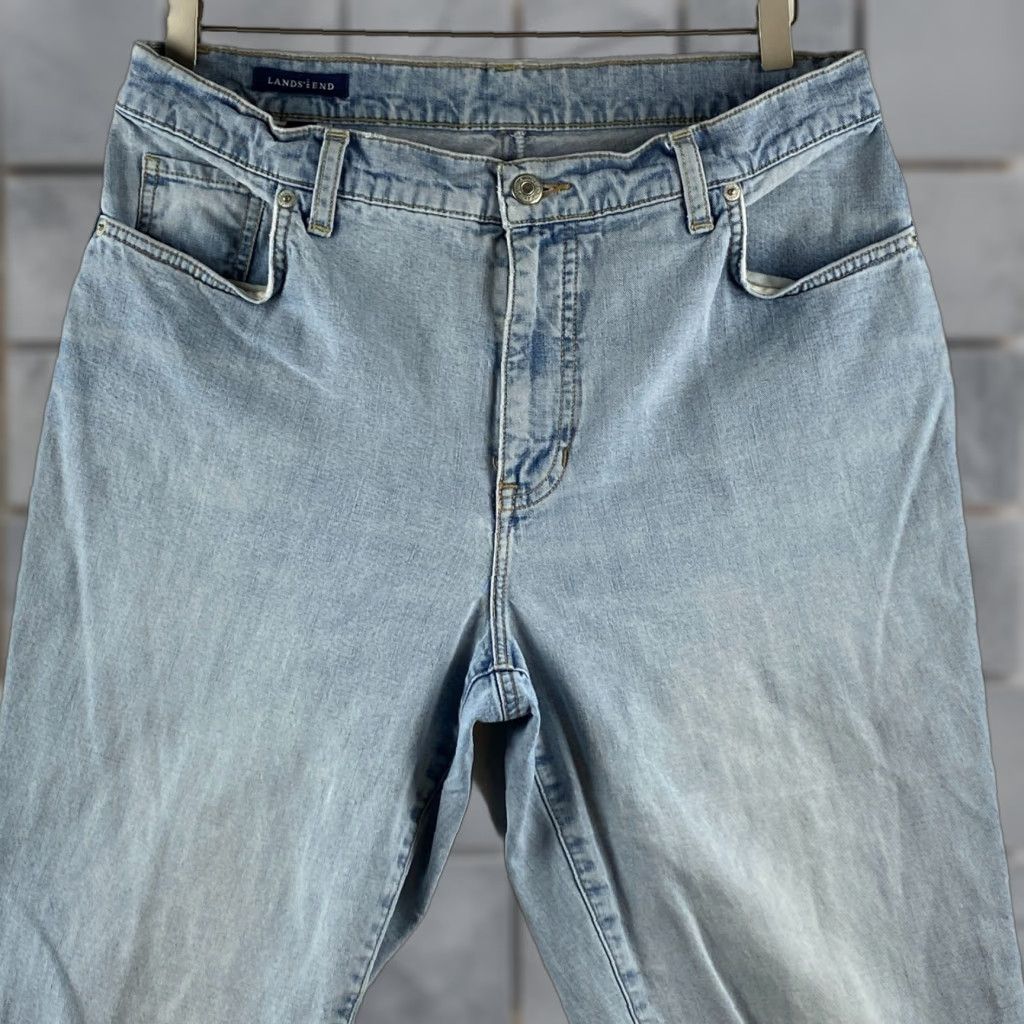 Lands' End Lands' End Jeans Womens 10 Bootcut Stretch Relaxed Distressed Light Wash Blue Jeans Size 32" / US 10 / IT 46 - 1 Thumbnail