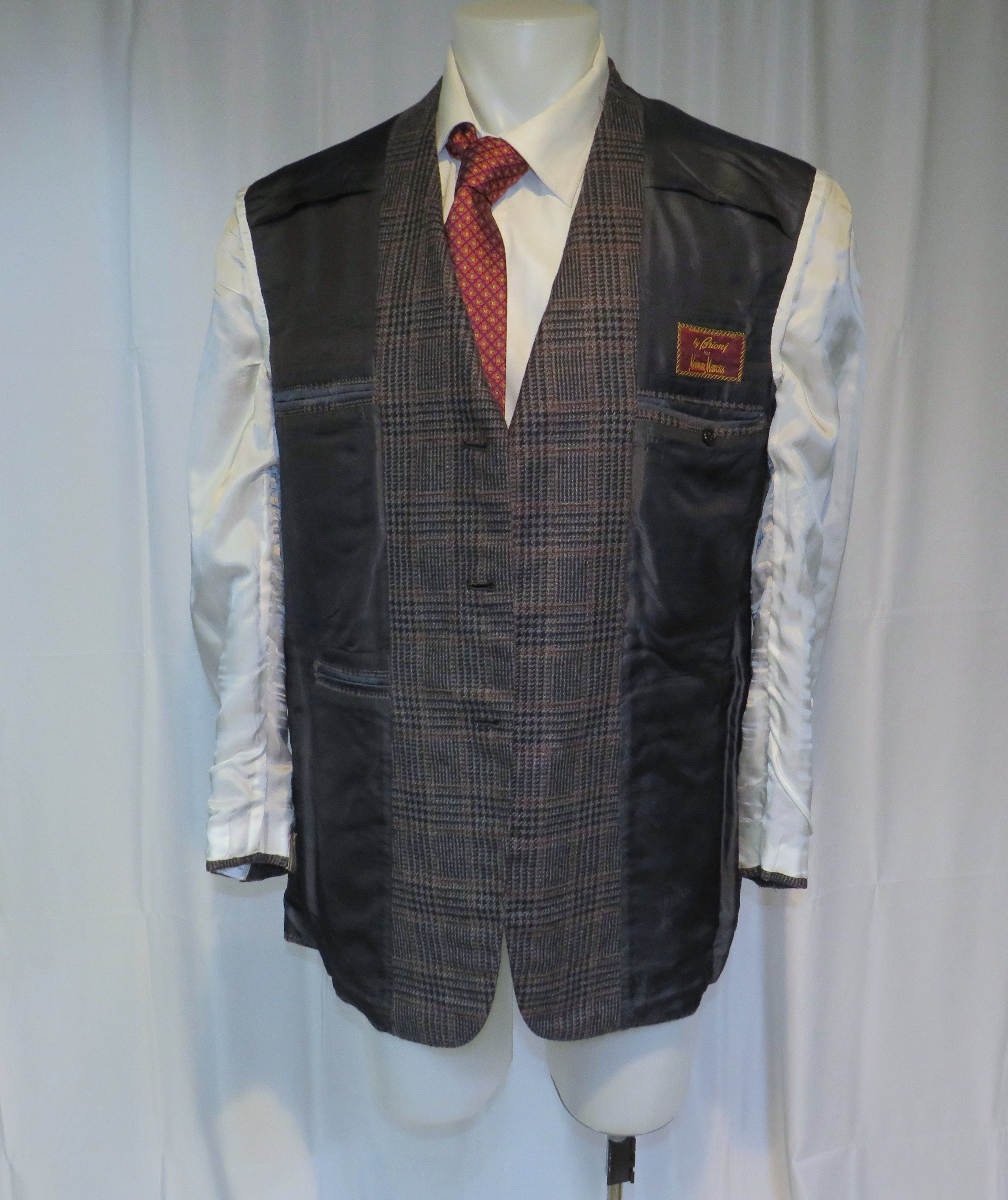 Brioni × Neiman Marcus Traiano Cashmere Gray Plaid Heavy Sport Coat 44R NWT NOS Size 44R - 11 Thumbnail