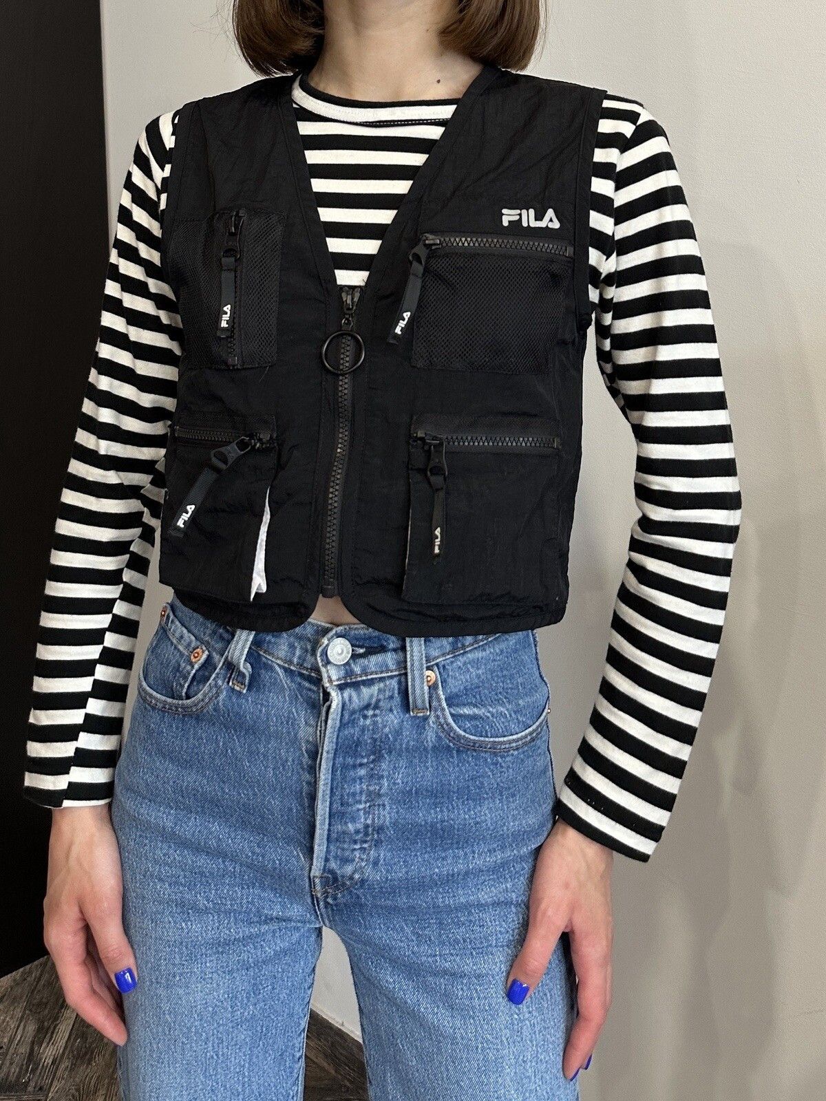 Fila Fila Nylon Rave Vest Black Pockets Festival Multipocket Size XS / US 0-2 / IT 36-38 - 1 Thumbnail