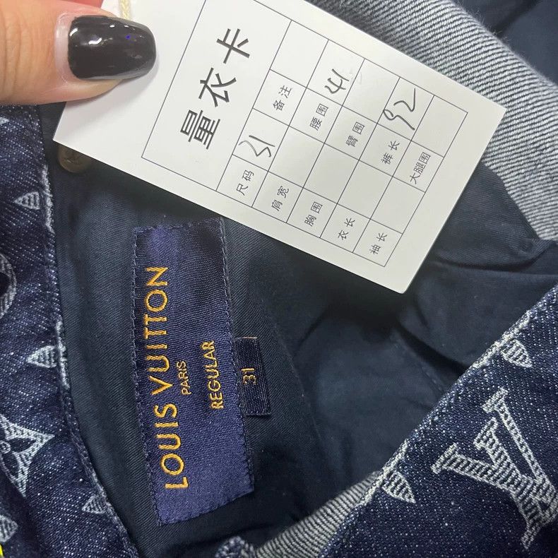 Louis Vuitton Louis Vuitton Blue Straight Leg Print Jeans Size US 31 - 3 Thumbnail