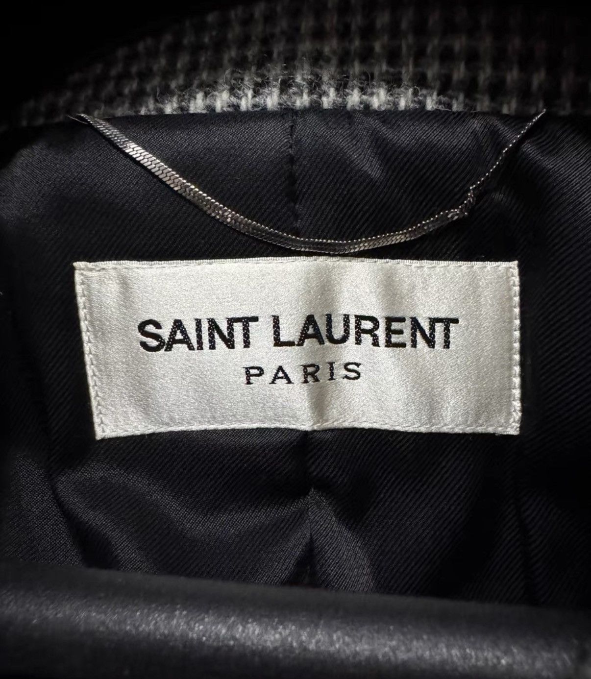 Saint Laurent Paris SLP) 14FW Runway Double-Breasted Houndstooth Overcoat Size US L / EU 52-54 / 3 - 6 Thumbnail