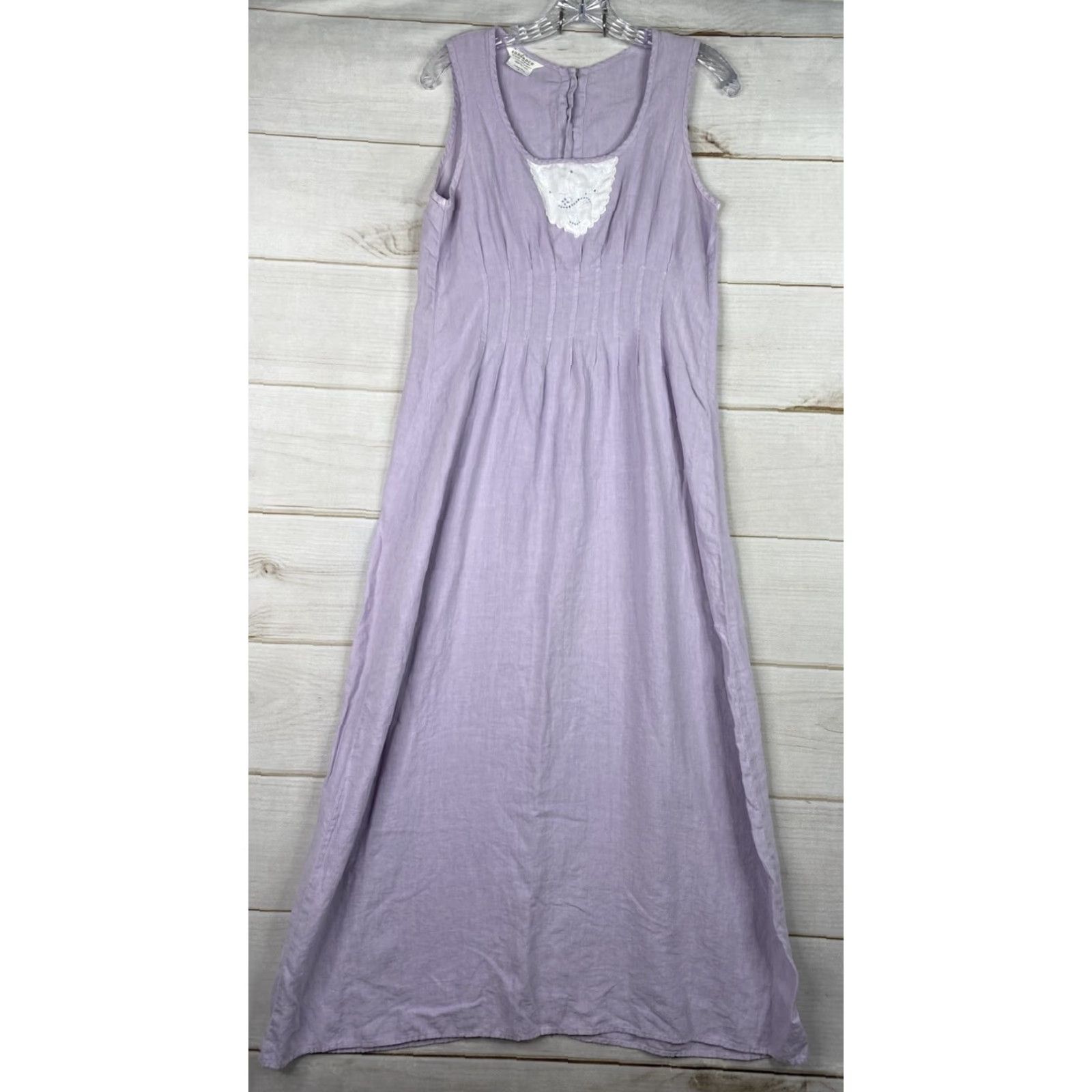 Vintage Sundance Dress Womens M Purple Sleeveless Button Back Pintuck Boho Cottagecore Maxi Linen Size M / US 6-8 / IT 42-44 - 2 Thumbnail