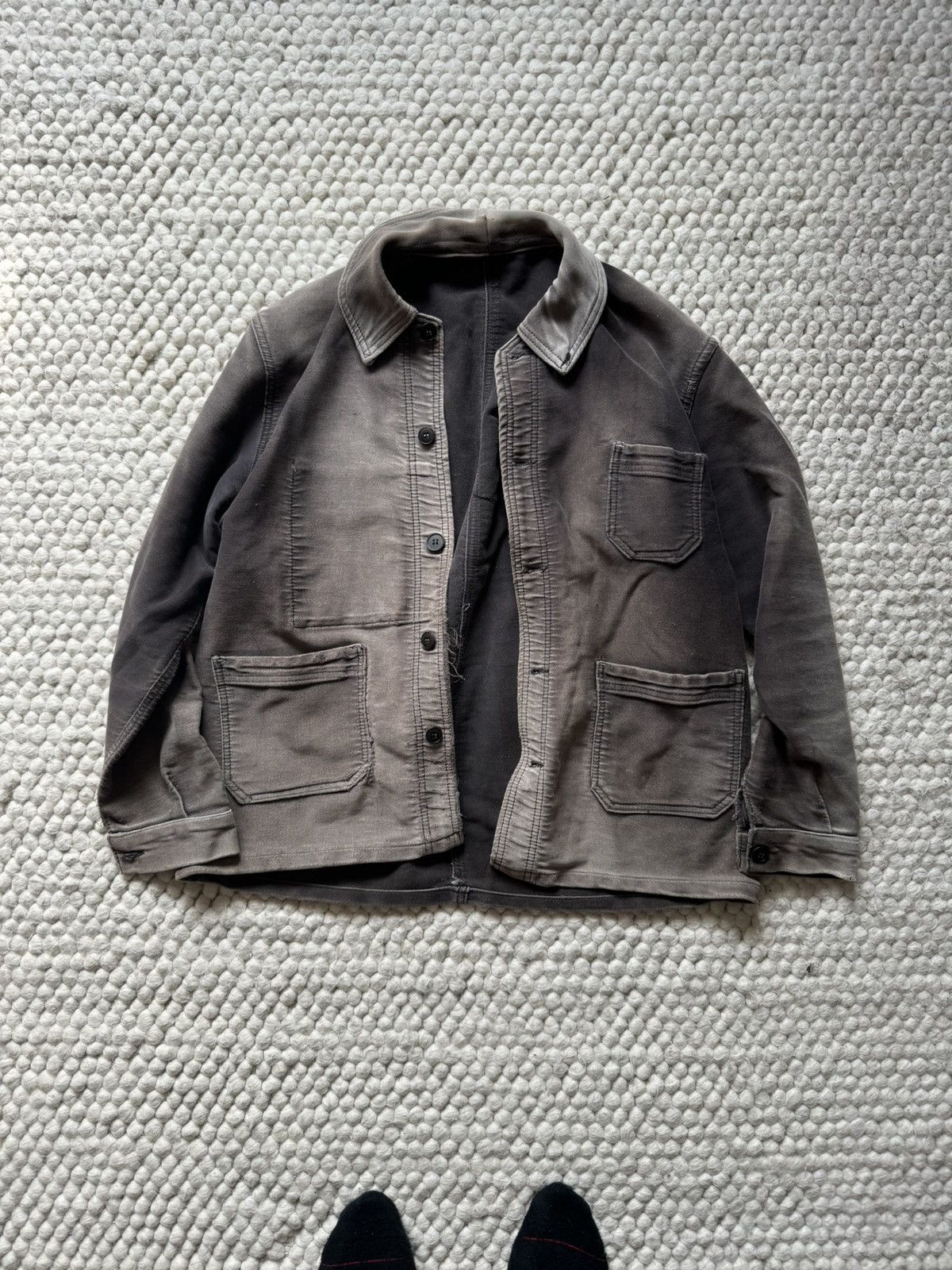 Vintage 1940s Black Moleskin French Chore Jacket | Grailed