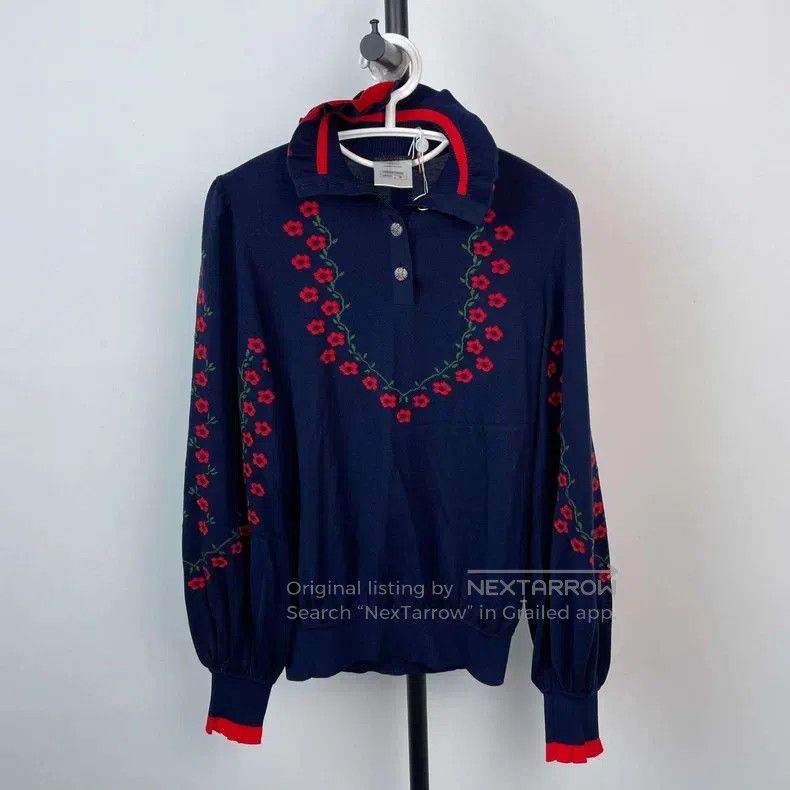 Chanel Chanel Floral pattern dark blue sweater Size XS / US 0-2 / IT 36-38 - 1 Thumbnail