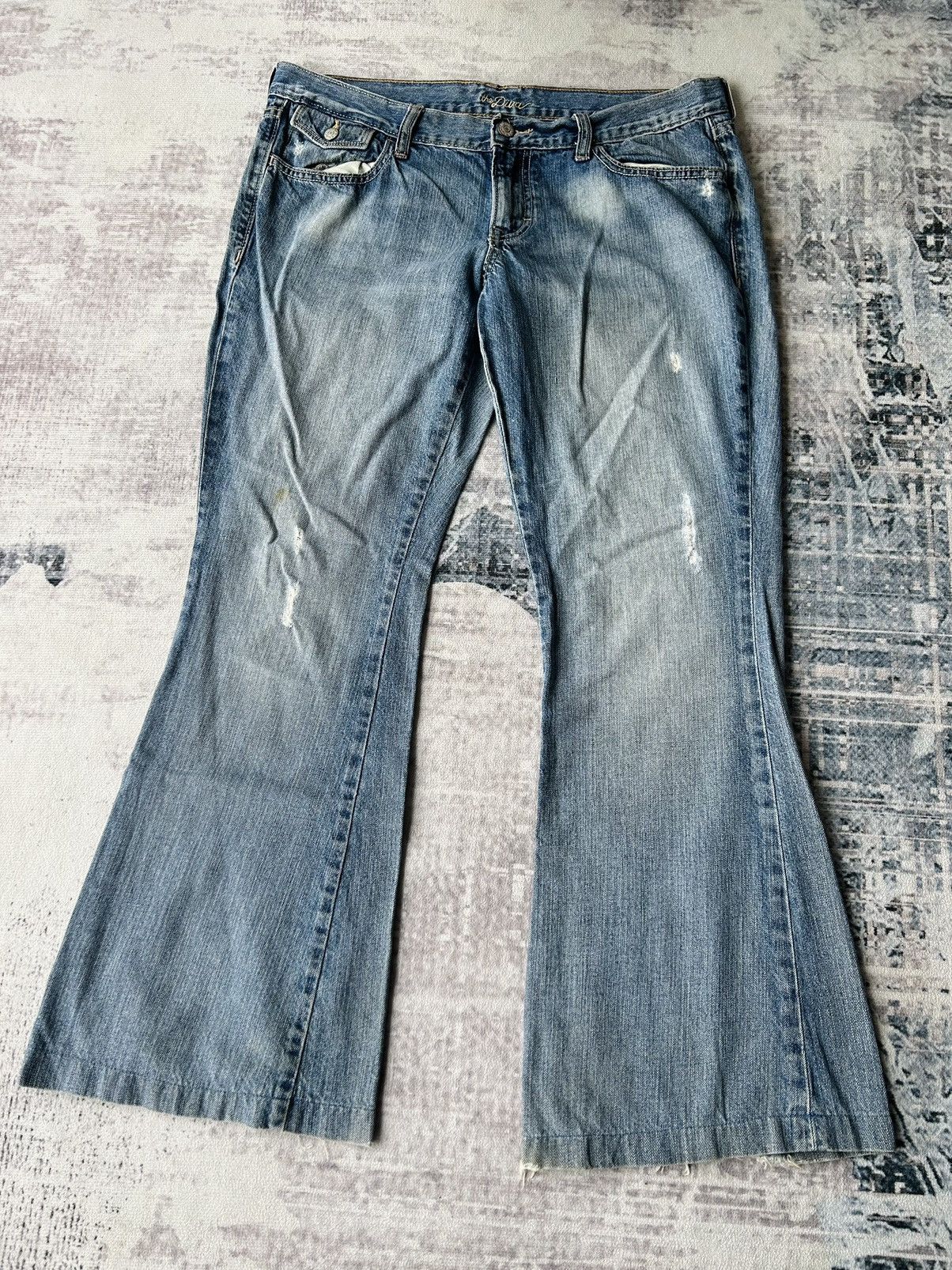 Japanese Brand The Diva Distressed Flared Jeans Size 34" / US 12 / IT 48 - 2 Thumbnail