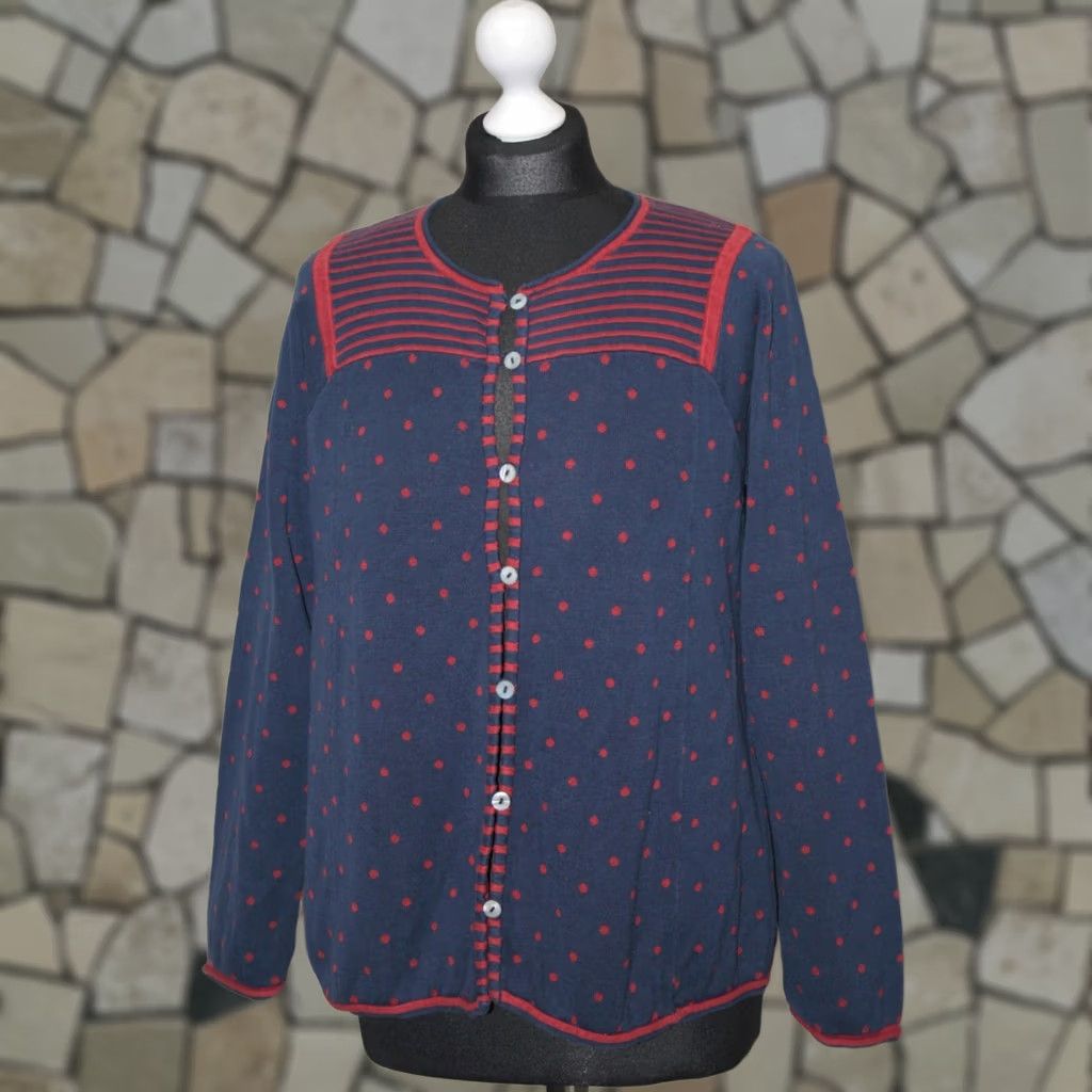 Vintage Gudrun Sjoden womens cotton black purple cardigan jumper Size M Size M / US 6-8 / IT 42-44 - 1 Thumbnail