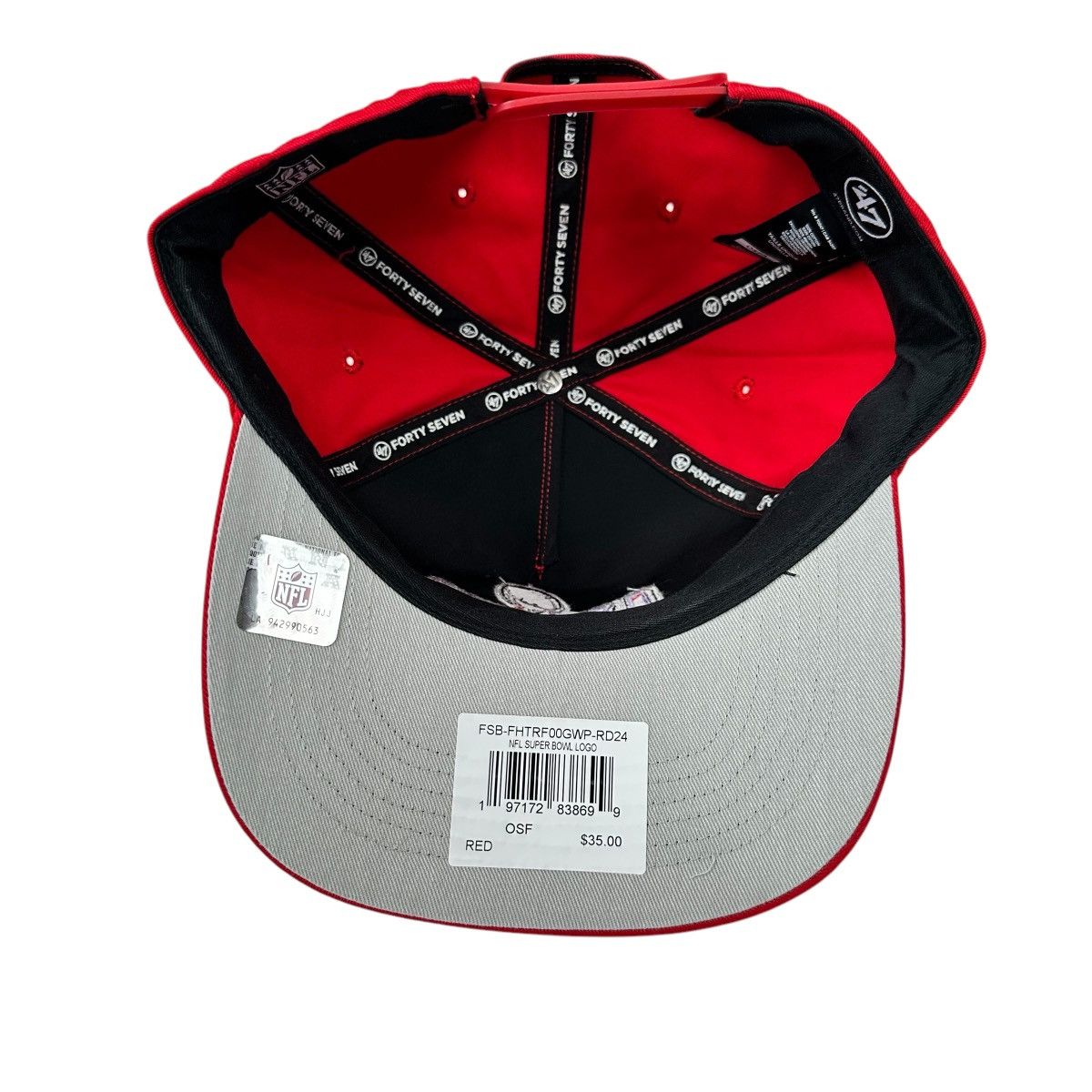 47 × 47 Brand × NFL NFL Super Bowl 58 LVIII 47 Brand SnapBack Las Vegas Red Cap Size ONE SIZE - 6 Thumbnail