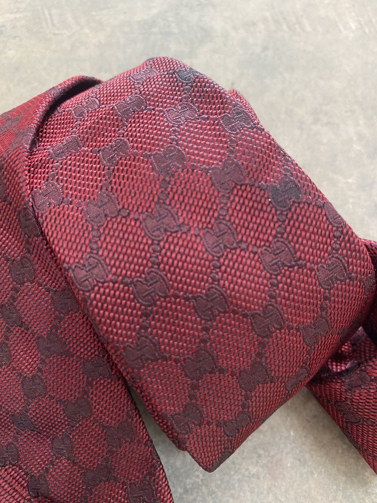 Designer × Gucci GUCCI MONOGRAM NECKTIE MAROON RARE Size ONE SIZE - 3 Thumbnail