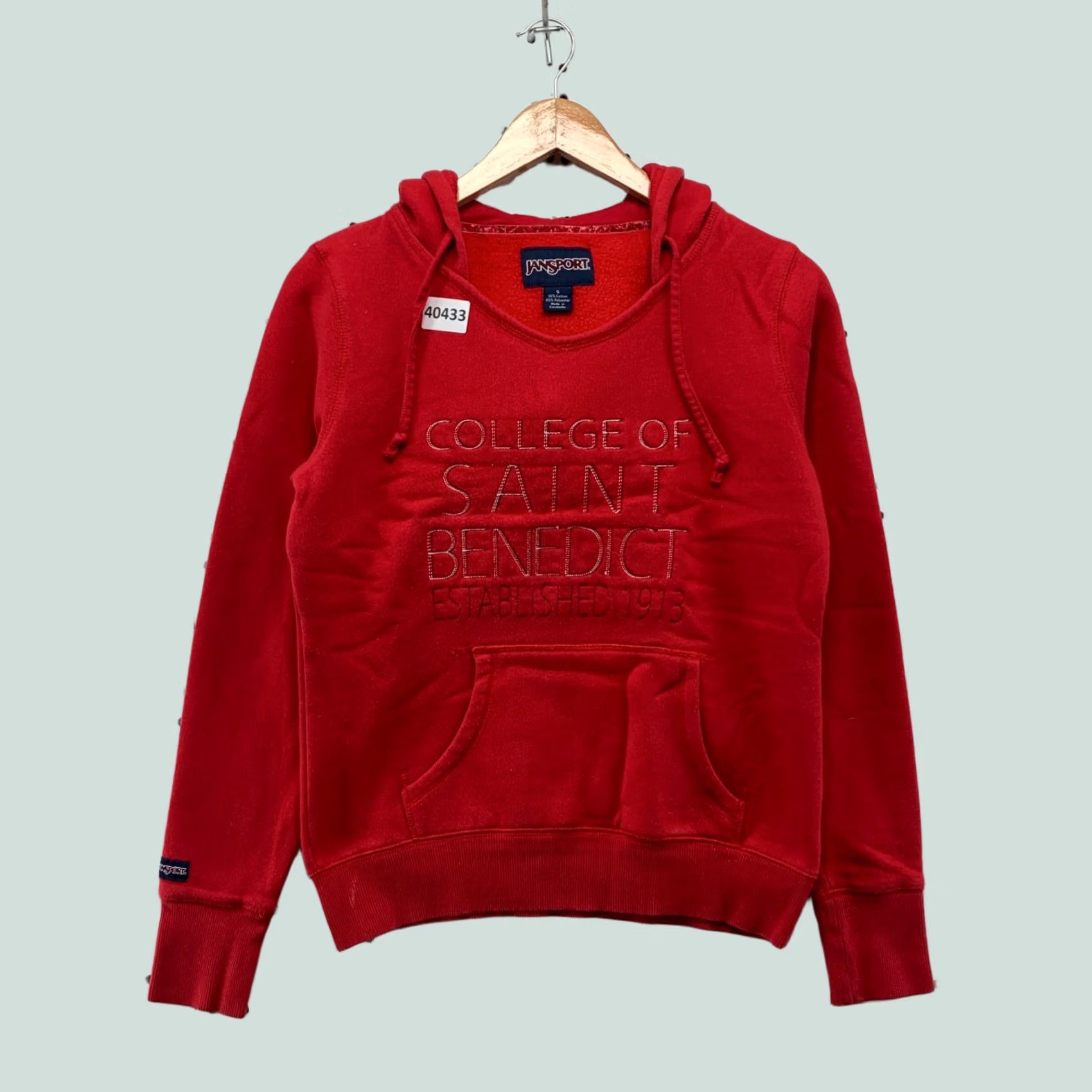 Jansport VINTAGE JanSport College Hoodie Sweatshirt Womens Small Red Pullover 18x22 College Womens Hoodie Red 90s? Size S / US 4 / IT 40 - 1 Thumbnail