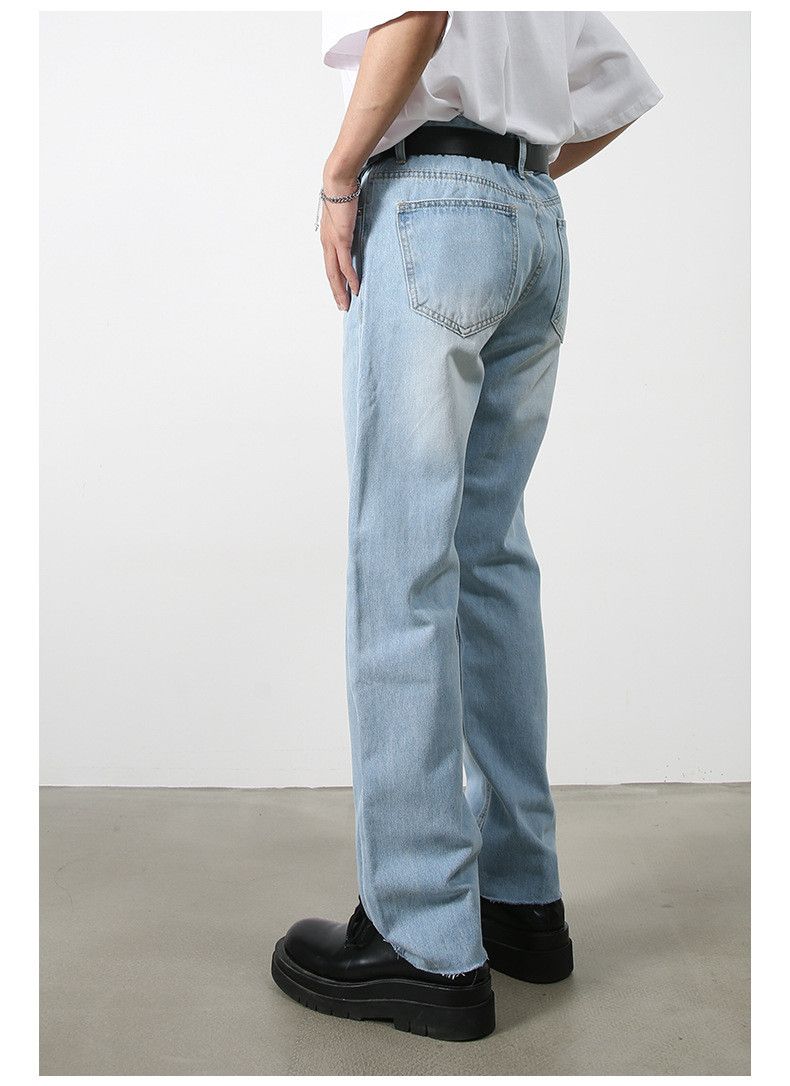 Japanese Brand × Jean Light blue loose casual ripped straight jeans Size US 32 / EU 48 - 5 Thumbnail