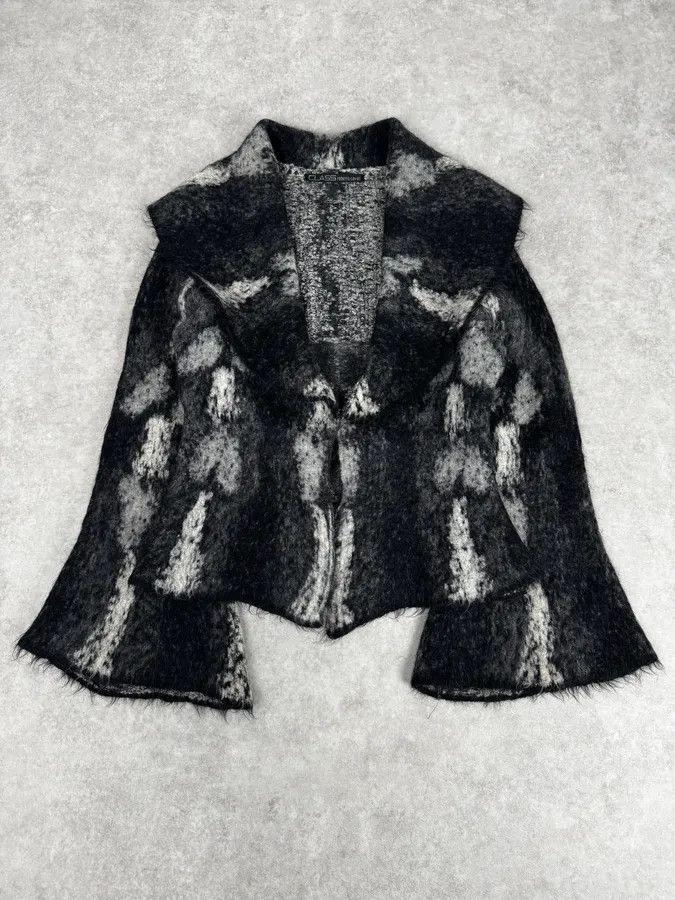 Roberto Cavalli 2000s Roberto Cavalli Black Mohair Abstract Animal Print Cardigan Size S / US 4 / IT 40 - 1 Thumbnail