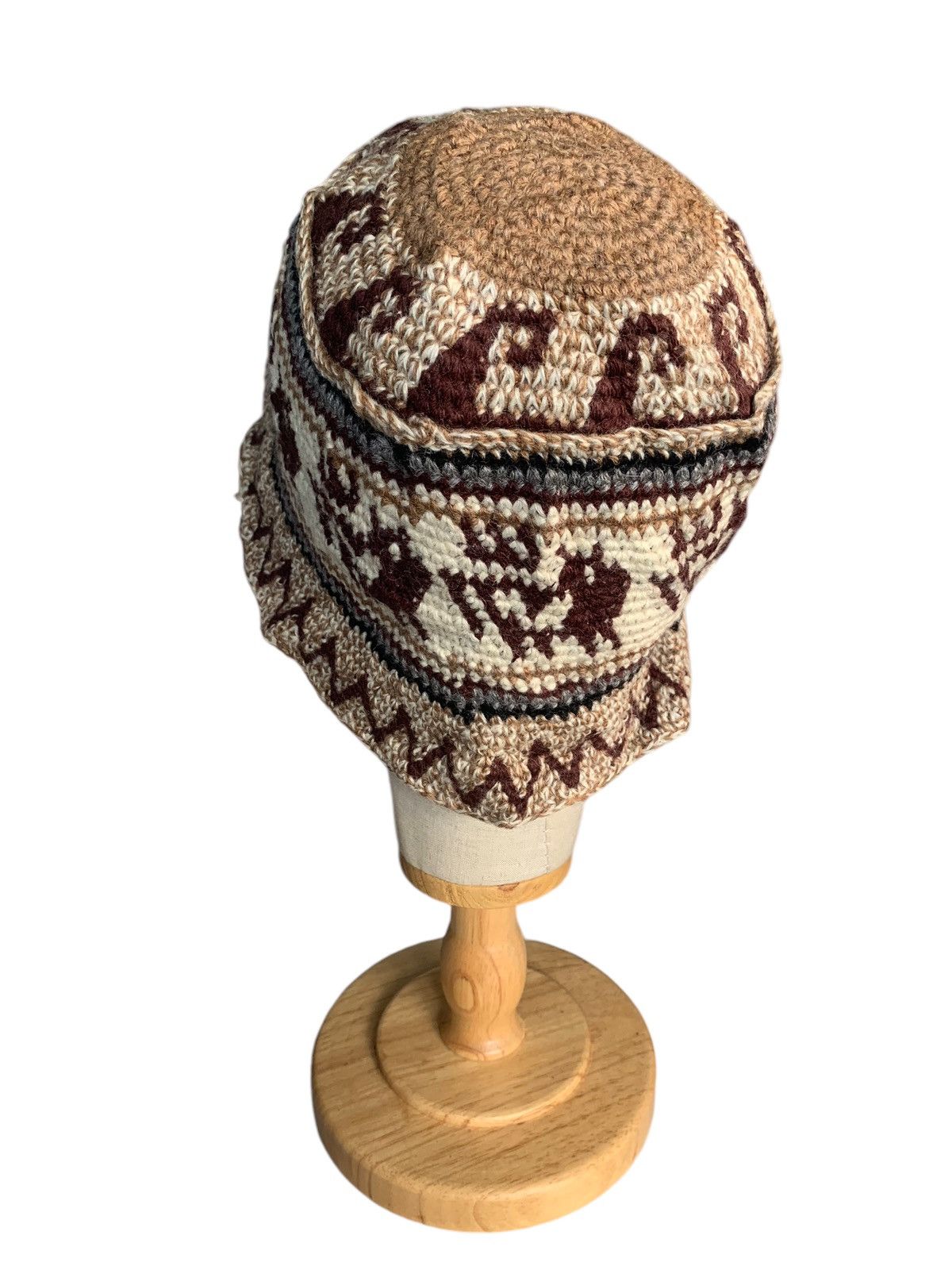 Handmade × Japanese Brand HIPPIES STYLE Rare Design crochet Knit Bucket Hats Size ONE SIZE - 5 Thumbnail