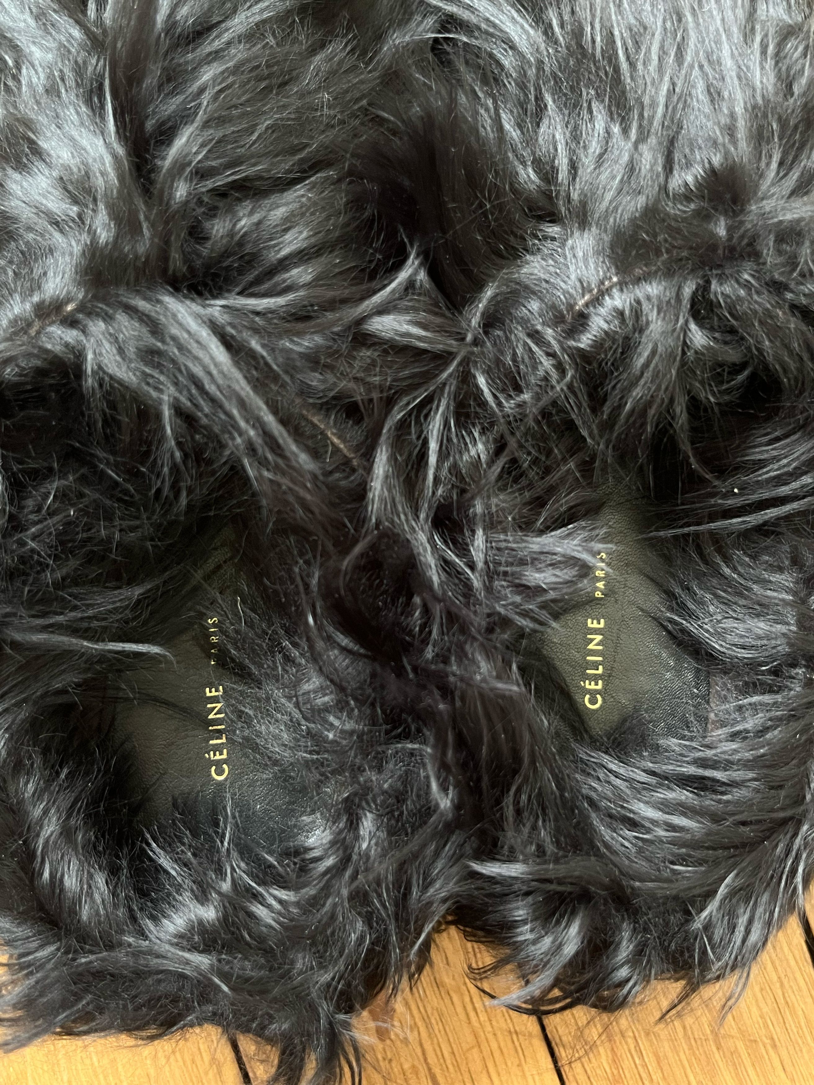 Celine × Phoebe Philo Celine by Phoebe Philo Alpaca Fur Sabot Mules Size US 7 / IT 37 - 4 Thumbnail