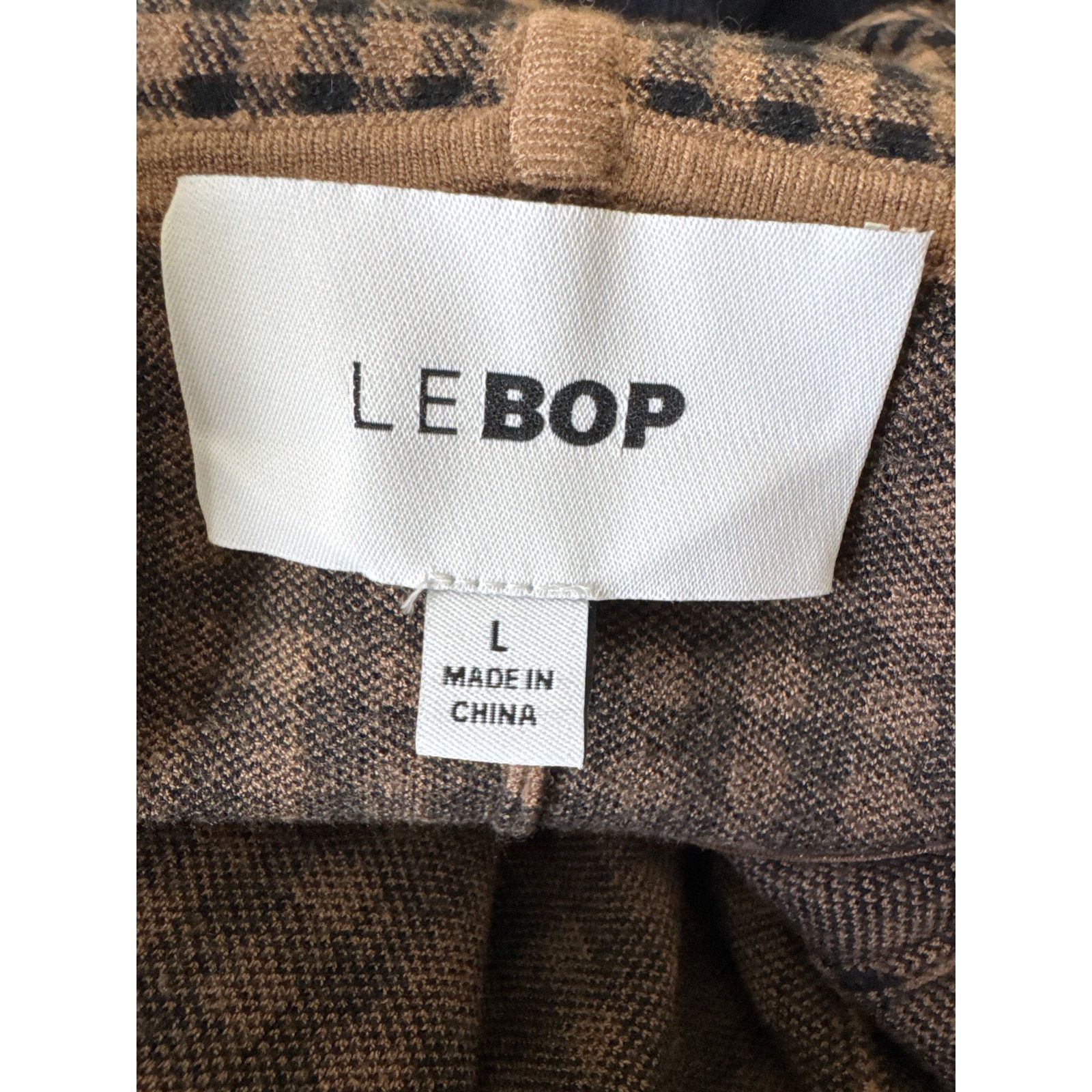 Other LE BOP Gingham Knit Off Shoulder Dress Chocolate/Black Size L / US 10 / IT 46 - 8 Thumbnail