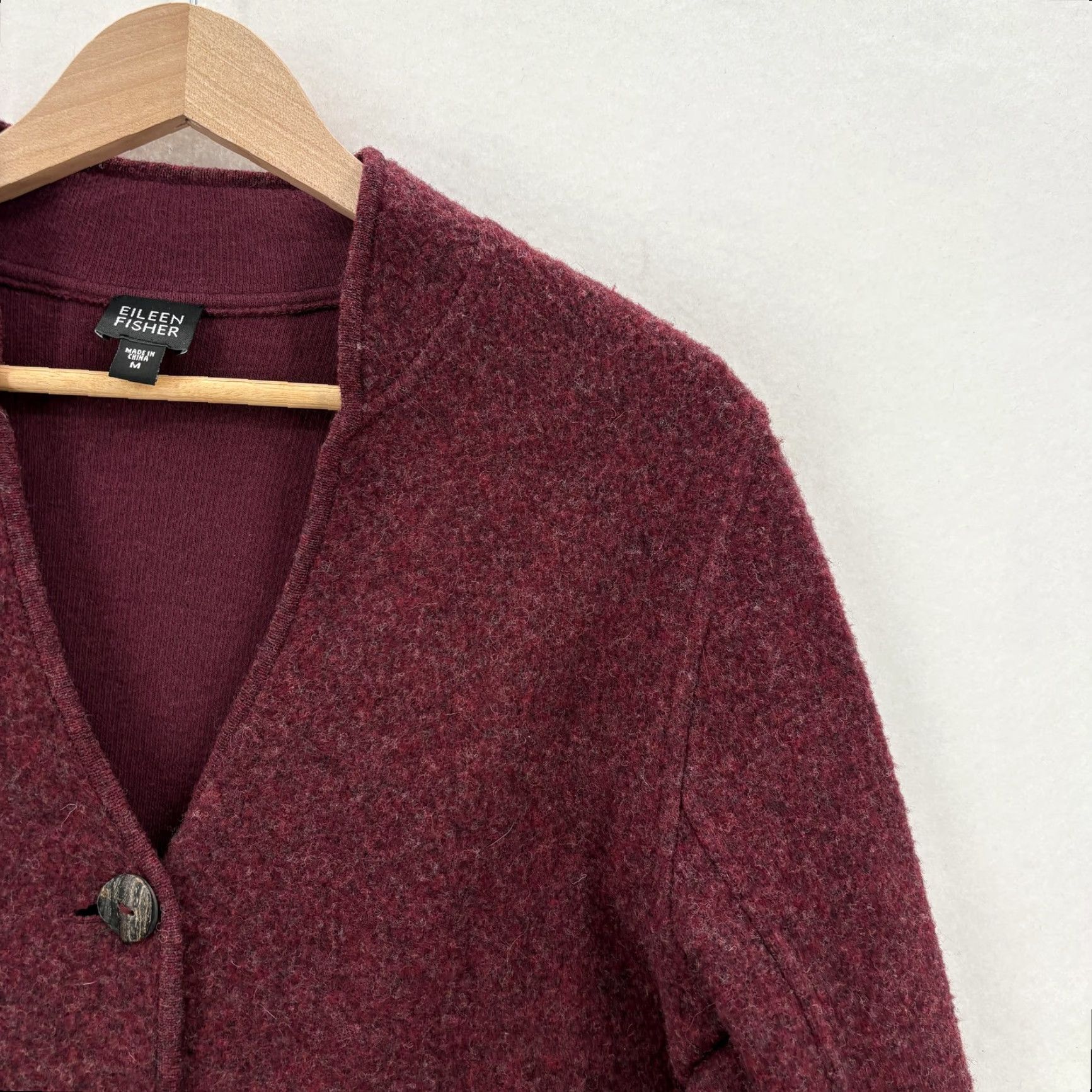 Eileen Fisher Eileen Fisher Cardigan Sweater Womens Medium Red V-Neck Knit Wool Blend Cotton Knitwear with Pockets Button Size M / US 6-8 / IT 42-44 - 2 Thumbnail