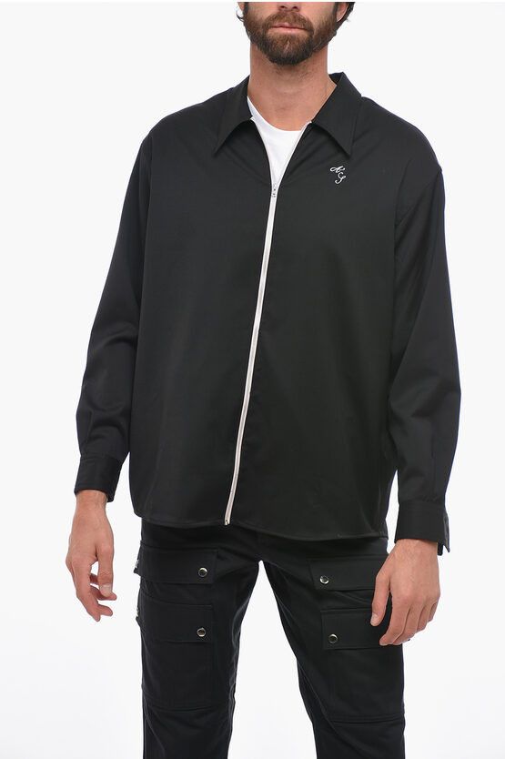 image of Acne Studios Embroidered Logo Coach Windbreaker in Black, Men's (Size Medium)