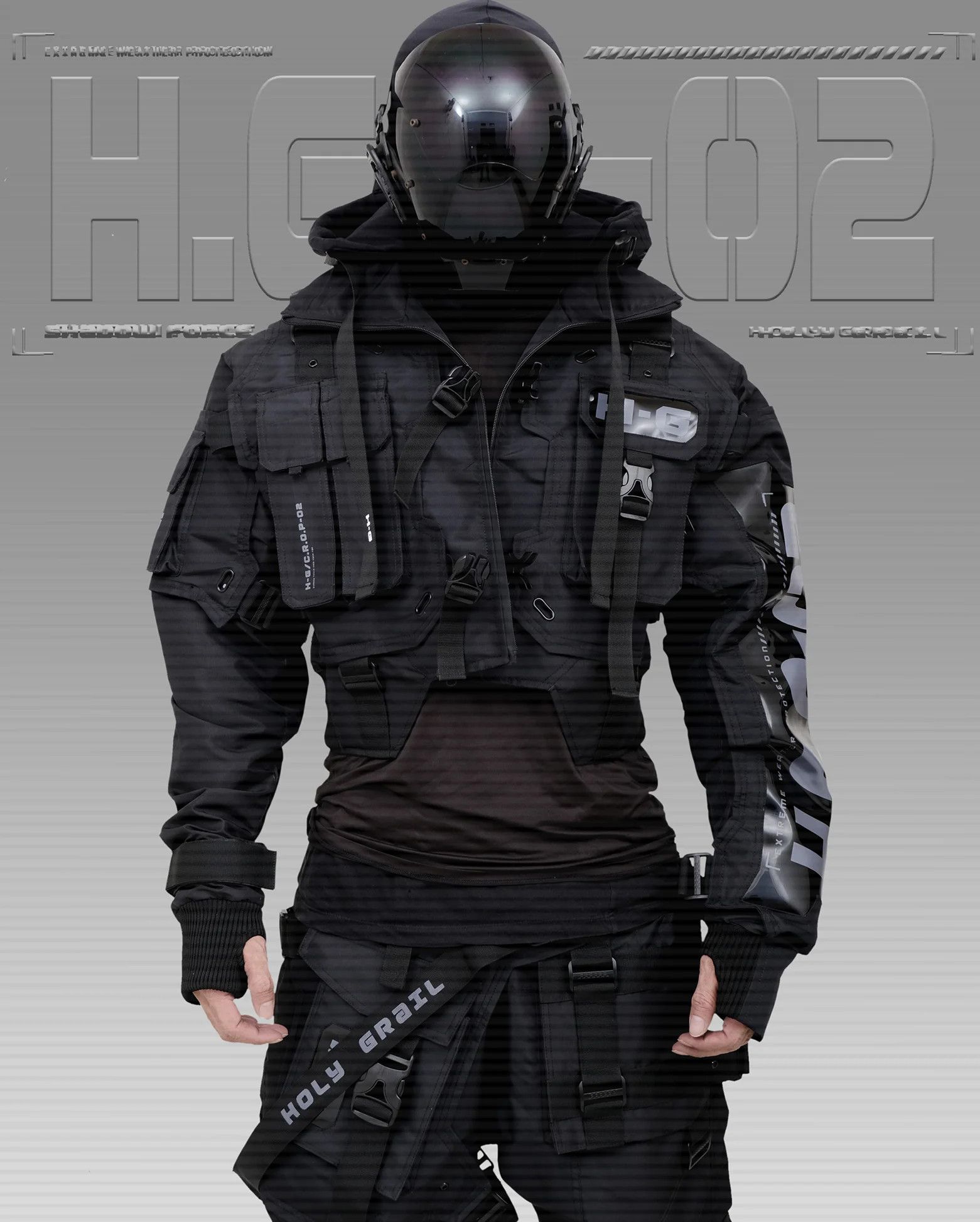 Hi Tec H-G JACKET CROP "SHADOW FORCE" TECHWEAR CYBERPUNK HOLYGRAIL Size US L / EU 52-54 / 3 - 4 Thumbnail