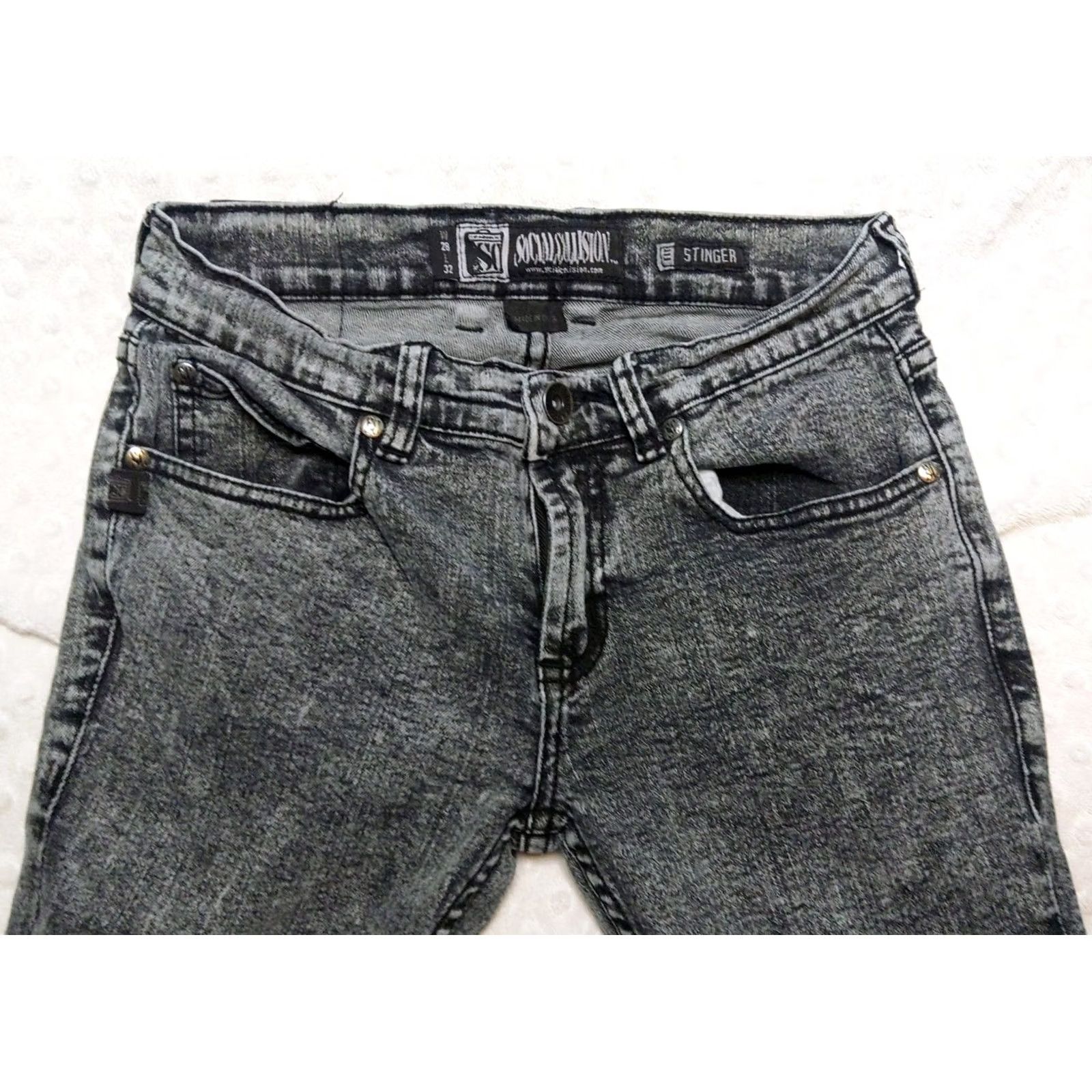 Vintage Social Collision Jeans Skinny 28x32 Black Denim 5-Pocket Zipper Grunge Modern Indie EMO Y2K Womens Size 28" / US 6 / IT 42 - 4 Thumbnail