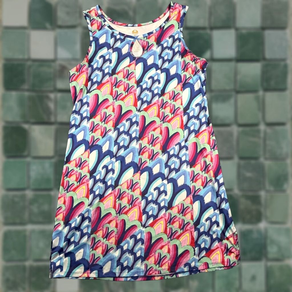 Paradise Paradise Bay Tank Dress Colorful Print Sleeveless Casual Keyhole Neck L Beach Size L / US 10 / IT 46 - 1 Thumbnail