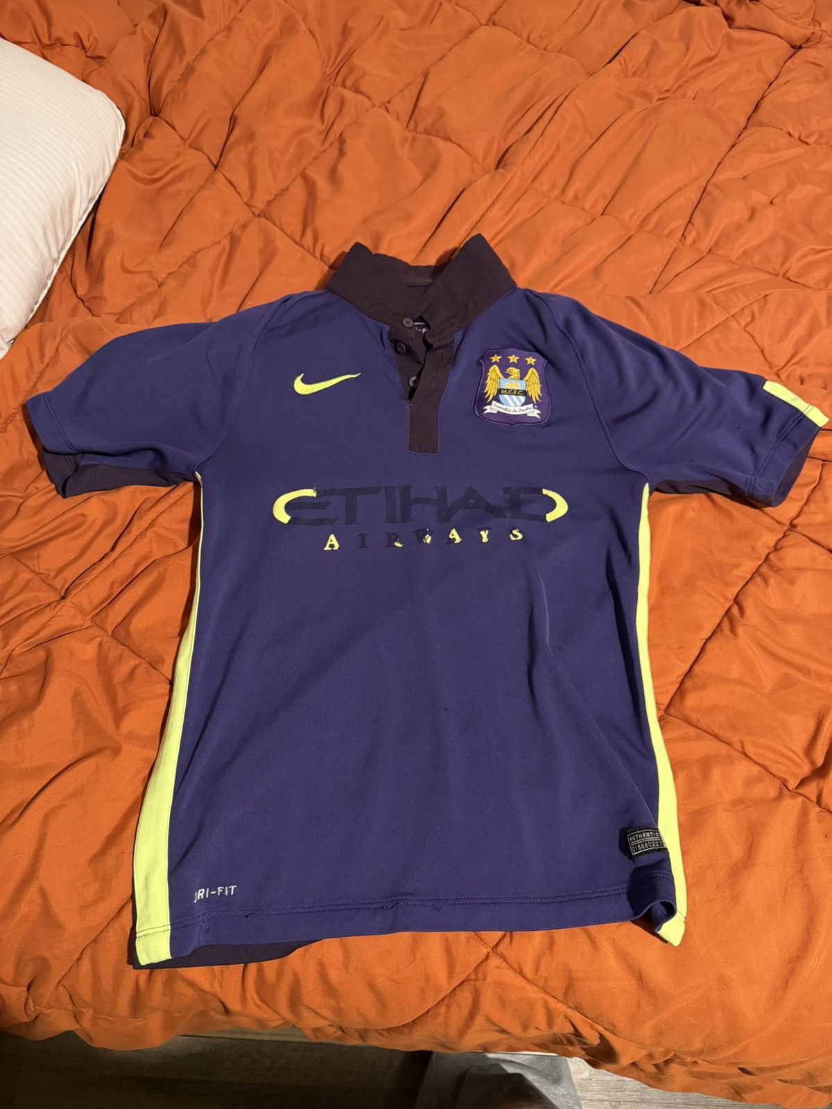 Nike Nike Manchester City 2014 Away Polo Jersey Dri-FIT Etihad Size US S / EU 44-46 / 1 - 1 Thumbnail