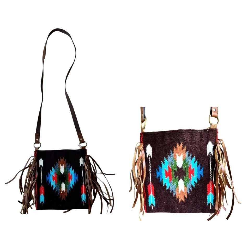 Other Southwestern Cross Body Bag Fringe Top Zip Leather Dari Cott Size ONE SIZE - 6 Thumbnail