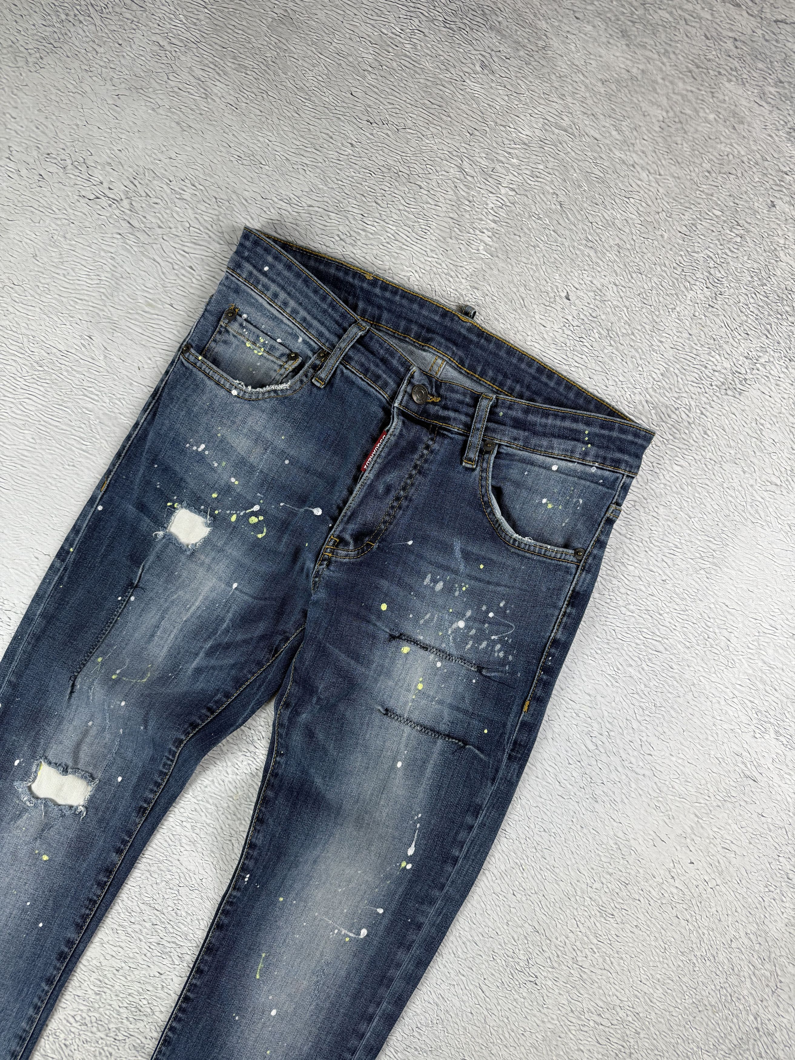 Dsquared2 Dsquared2 Slim Jeans Men's Blue Ripped Distressed Painted Size US 28 / EU 44 - 5 Thumbnail