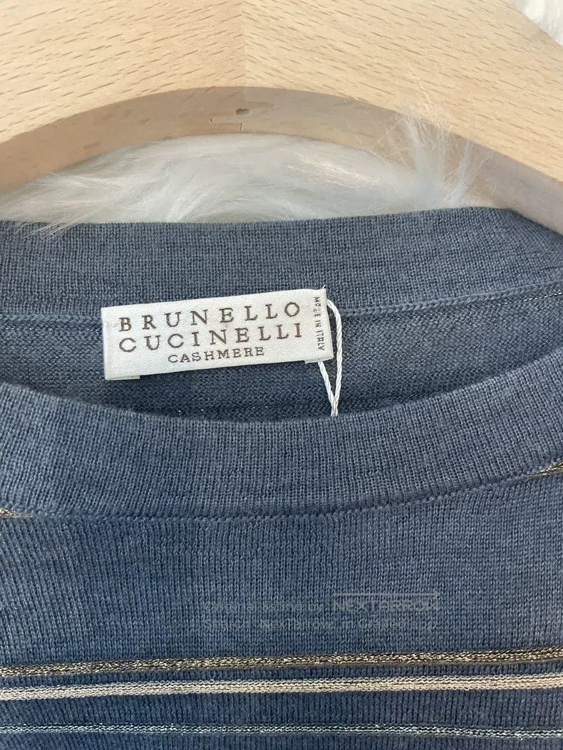 Brunello Cucinelli Brunello Cucinelli Blue Grey Cashmere Sweater Size L / US 10 / IT 46 - 3 Thumbnail