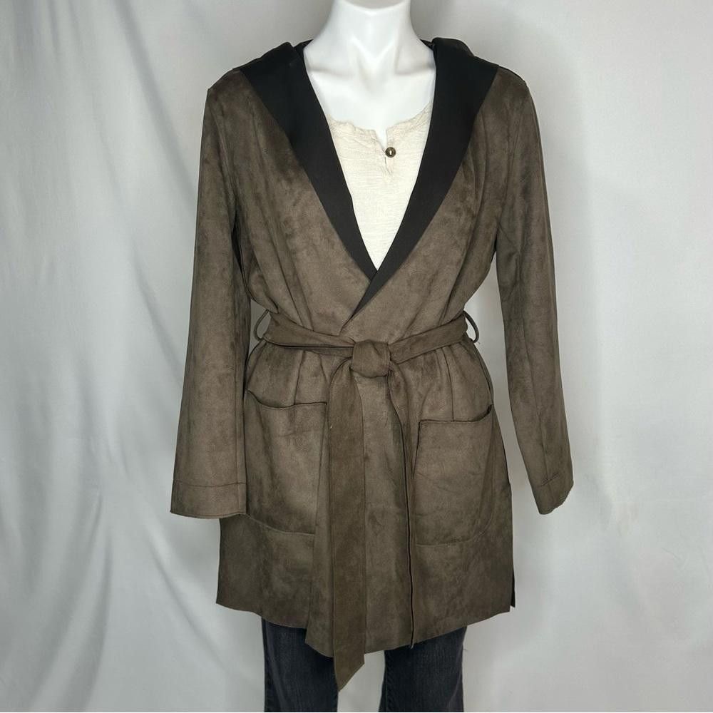 Zara Zara Basic Faux Suede Hooded Jacket w/ Matching Belt, Med Size M / US 6-8 / IT 42-44 - 1 Thumbnail