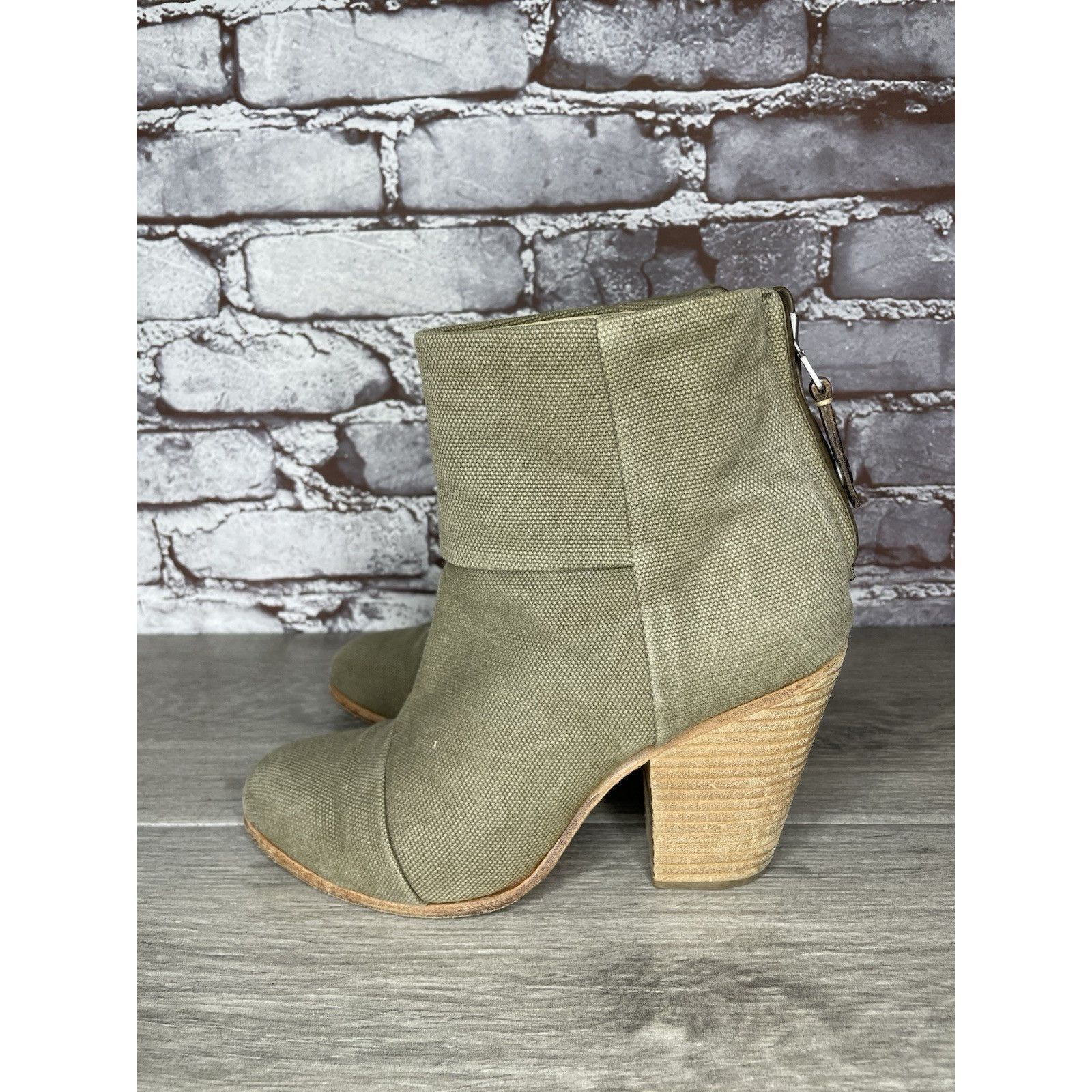 Rag & Bone Rag & Bone Newbury Green Canvas Back Zip Ankle Boots Booties Size US 7.5 / IT 37.5 - 13 Thumbnail