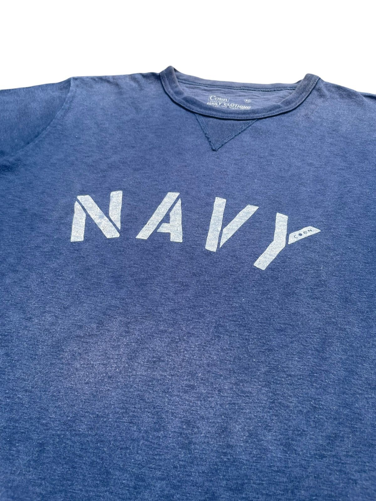 Japanese Brand Coen Navy Faded Wash Crewneck Size US M / EU 48-50 / 2 - 4 Thumbnail