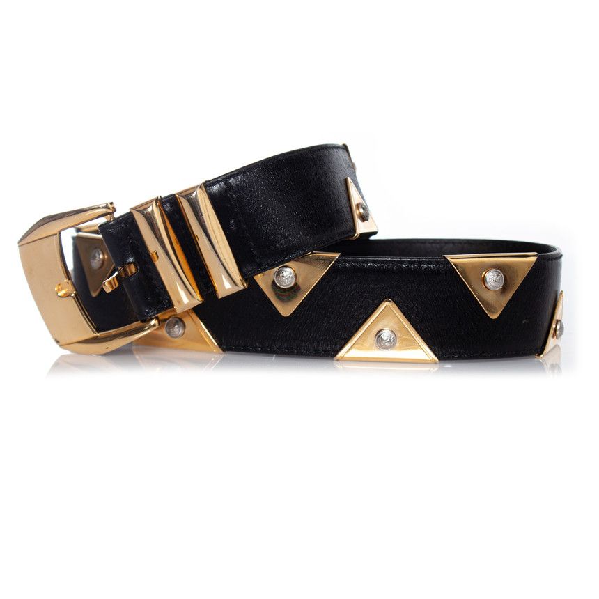 Versace Gianni versace, Leather belt with gold triangle applications Size ONE SIZE - 1 Thumbnail