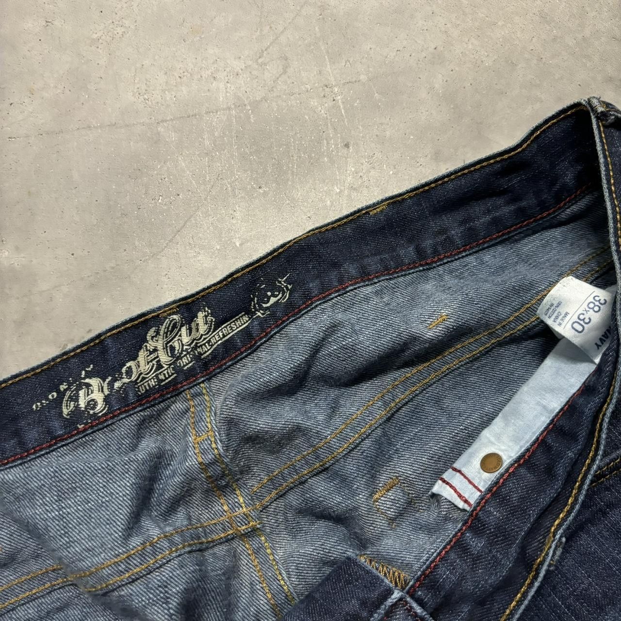 Japanese Brand × Vintage Crazy Vintage Y2K/2000s Baggy Grunge Dark Wash Skater Bootcut Denim Jeans! Size US 38 / EU 54 - 7 Thumbnail