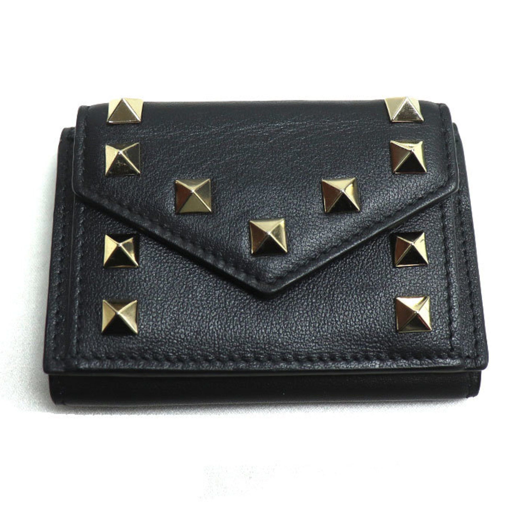 Valentino Valentino Garavani Rockstud Small Wallet Tri-fold Black W2P0Q47 Women's Size ONE SIZE - 1 Thumbnail