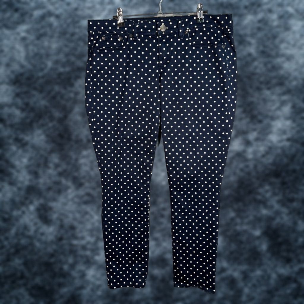 J.Crew J.Crew Toothpick Polka Dot Skinny Jeans Size 31 Blue & White Cotton Blend Womens Size 24" / US 00 / IT 34 - 1 Thumbnail