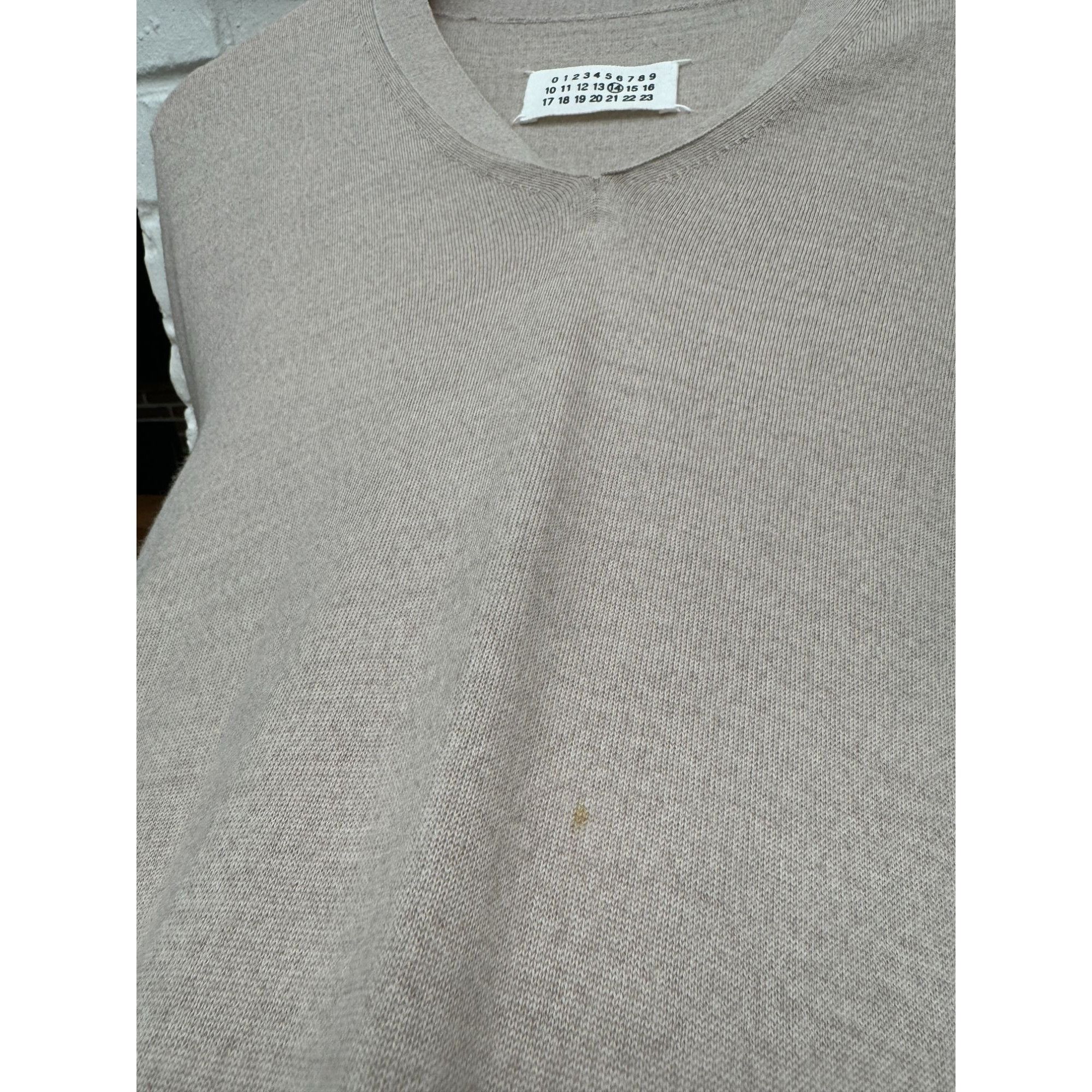 Maison Margiela Vintage Line 14 Silk Cotton Beige V-Neck Knit Sweater Size US S / EU 44-46 / 1 - 6 Thumbnail